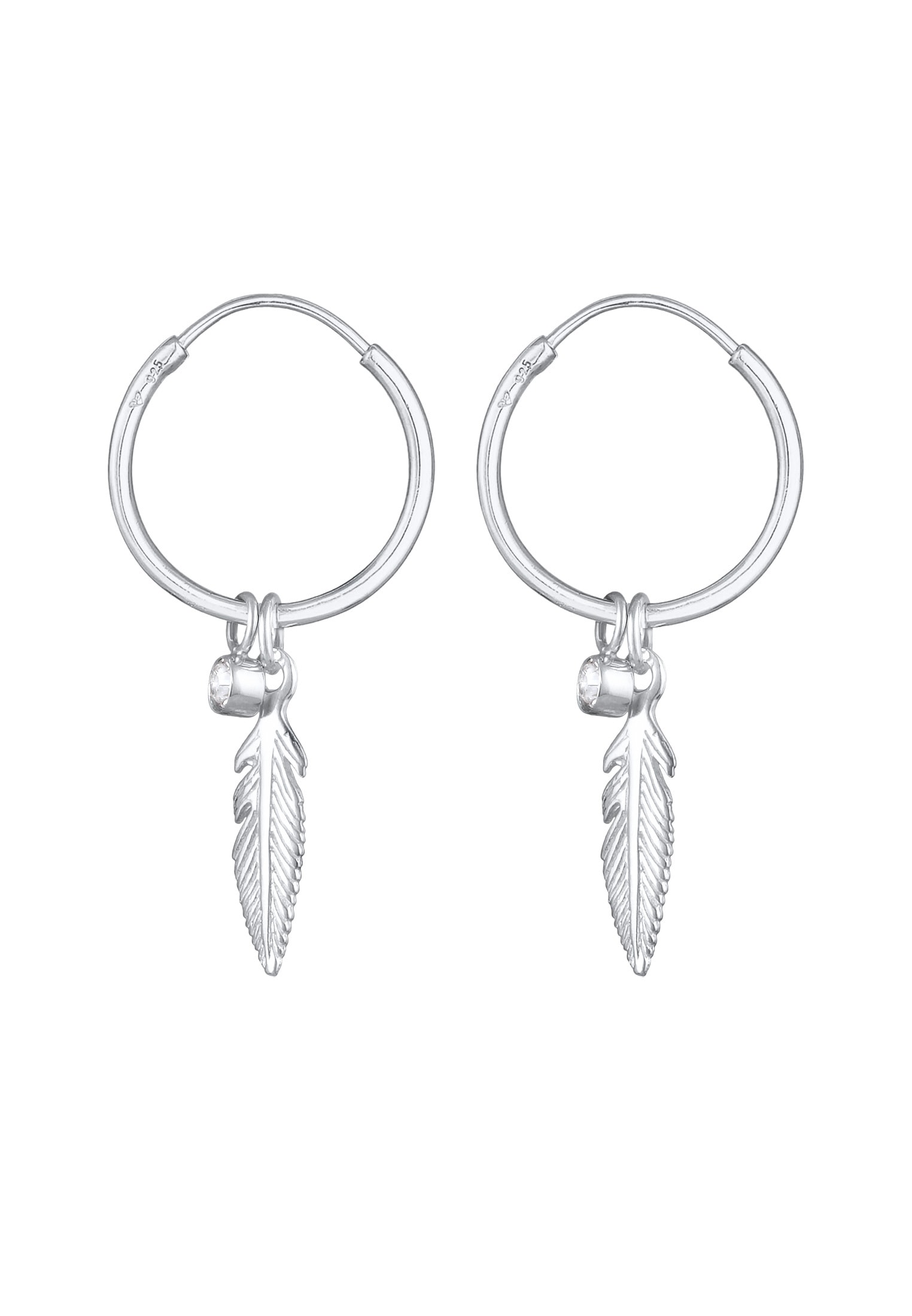 Elli Paar Creolen »Ohrringe Creole Feder Einhänger 925 Silber, mit Kristallen von Swarovski®«