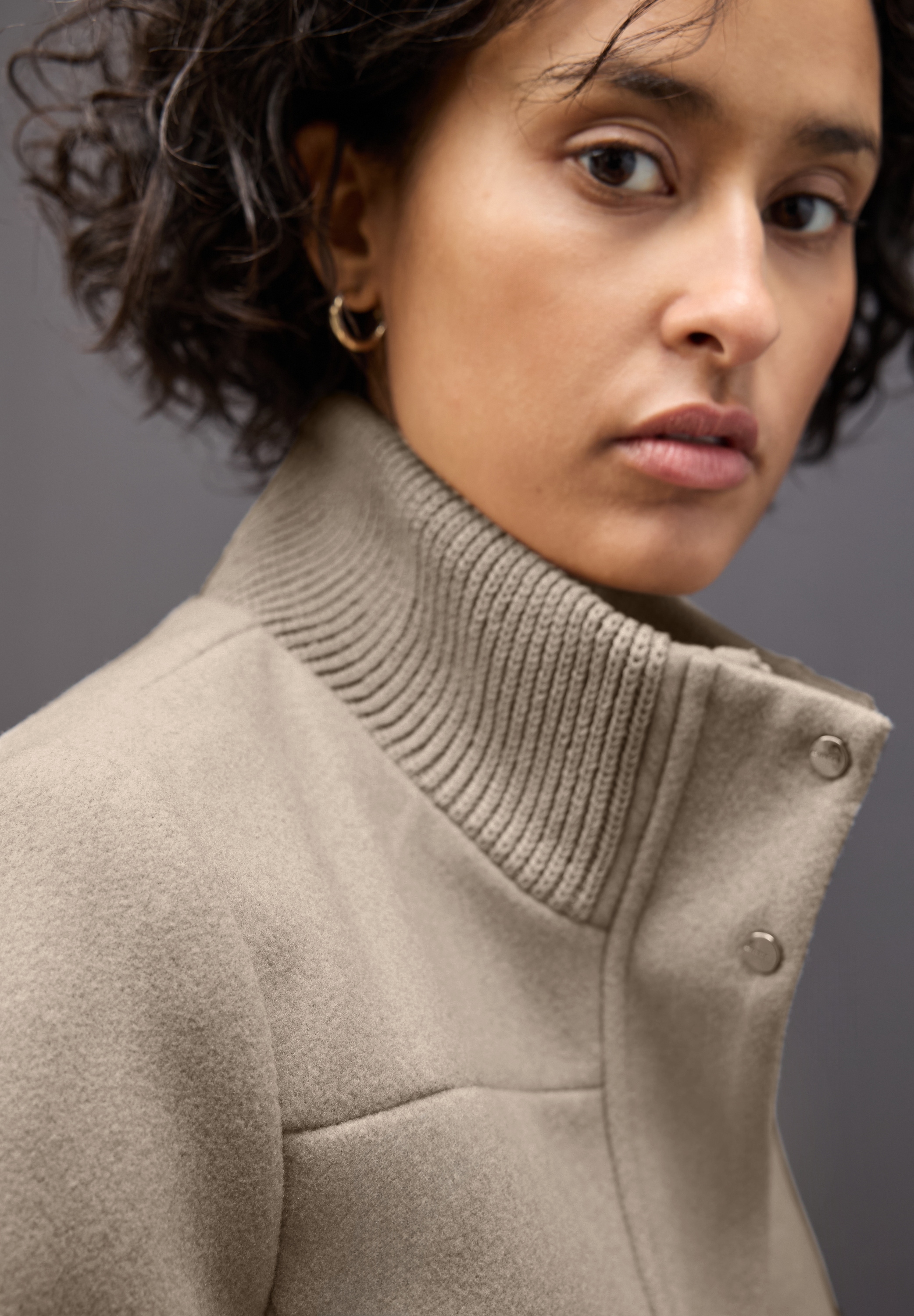 STREET ONE Wintermantel Stehkragen in Strickqualität, in Woll-Optik