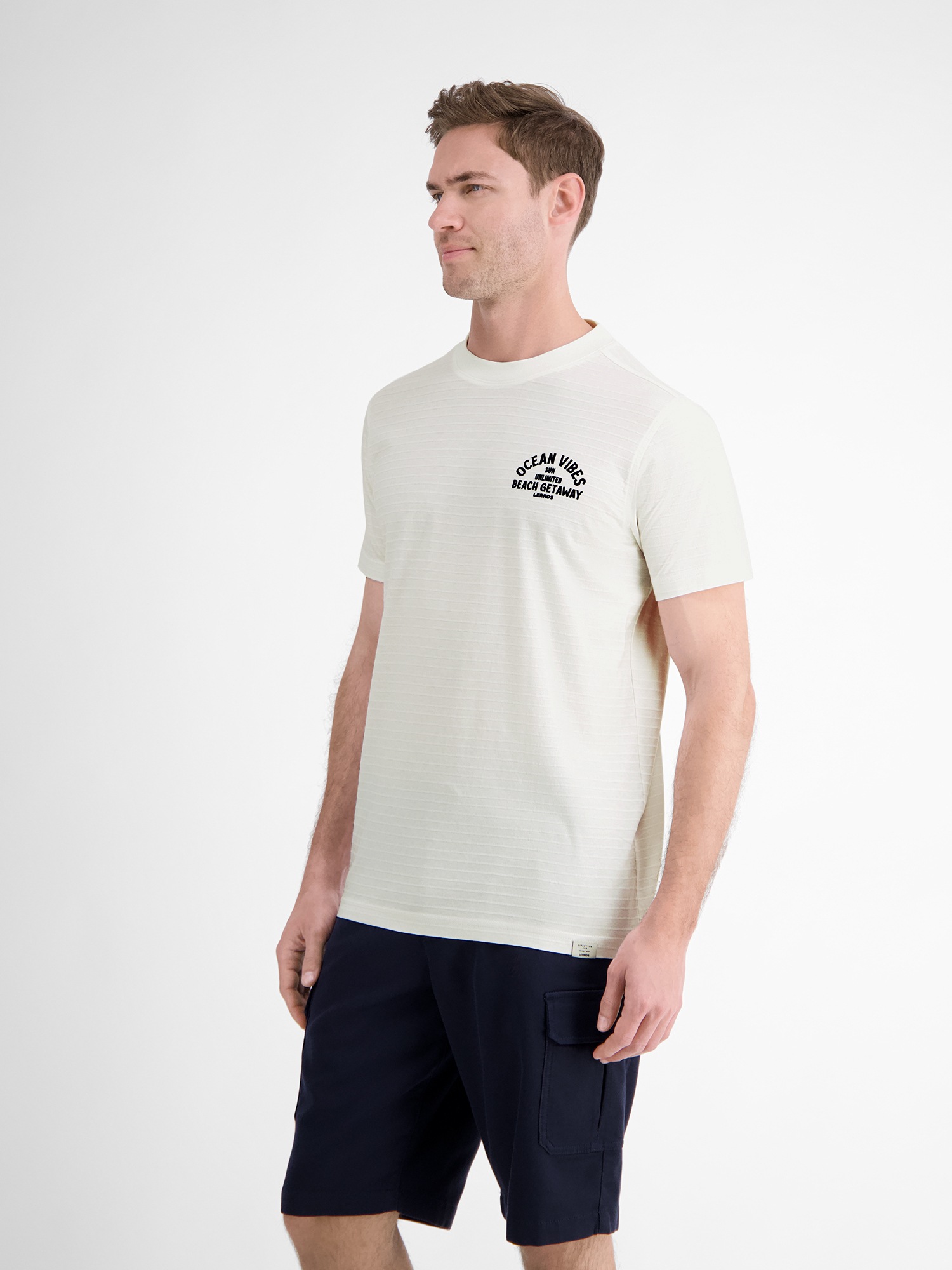 LERROS T-Shirt »LERROS Gestreiftes T-Shirt mit Front und Backprint«