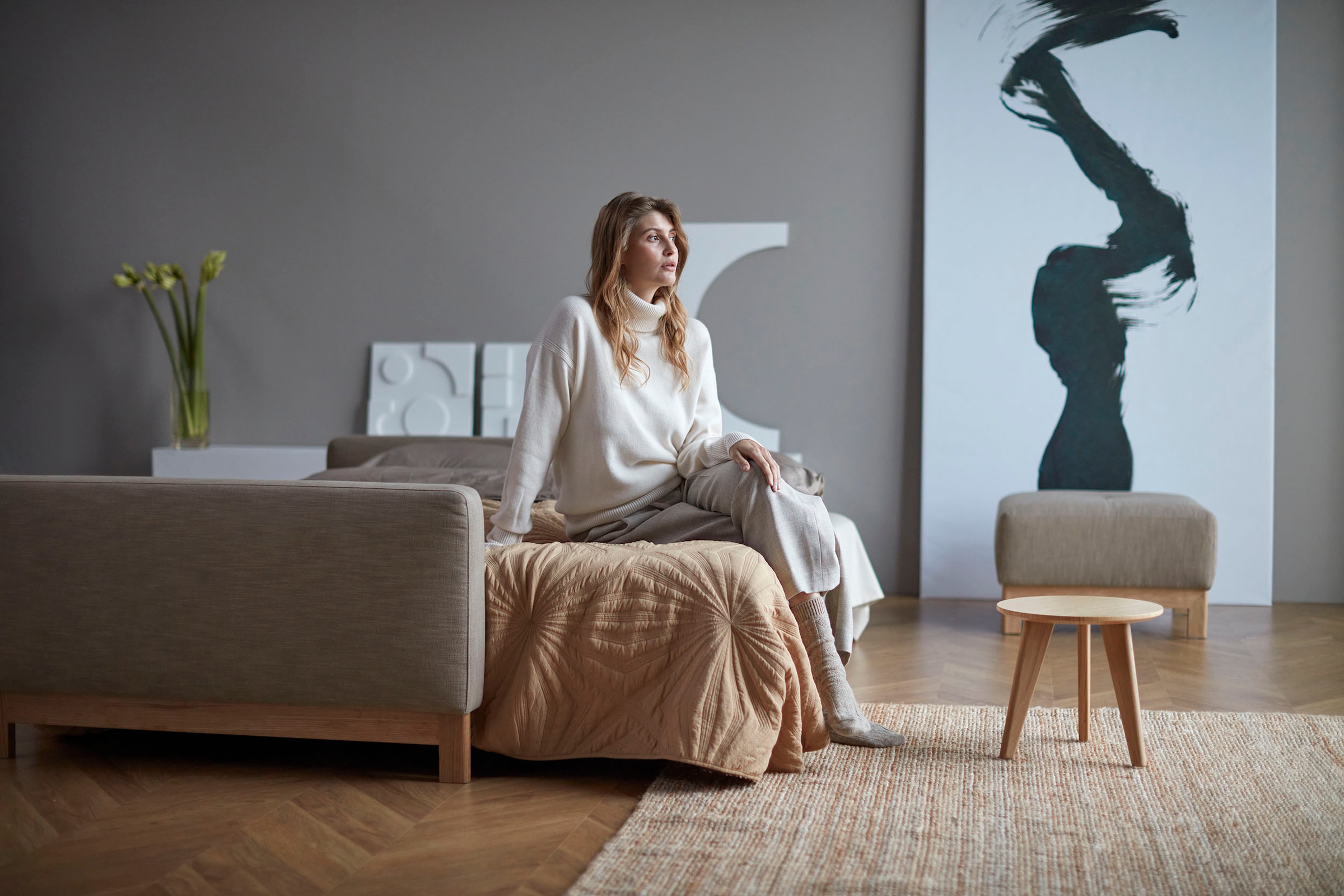 INNOVATION LIVING ™ Schlafsofa »Pyxis 3-Sitzer mit extrabreiter Bettfunktion, Skandi-Design«, Multifunktionssofa, extrabequem durch Taschenfederkern, Dauerschläfer