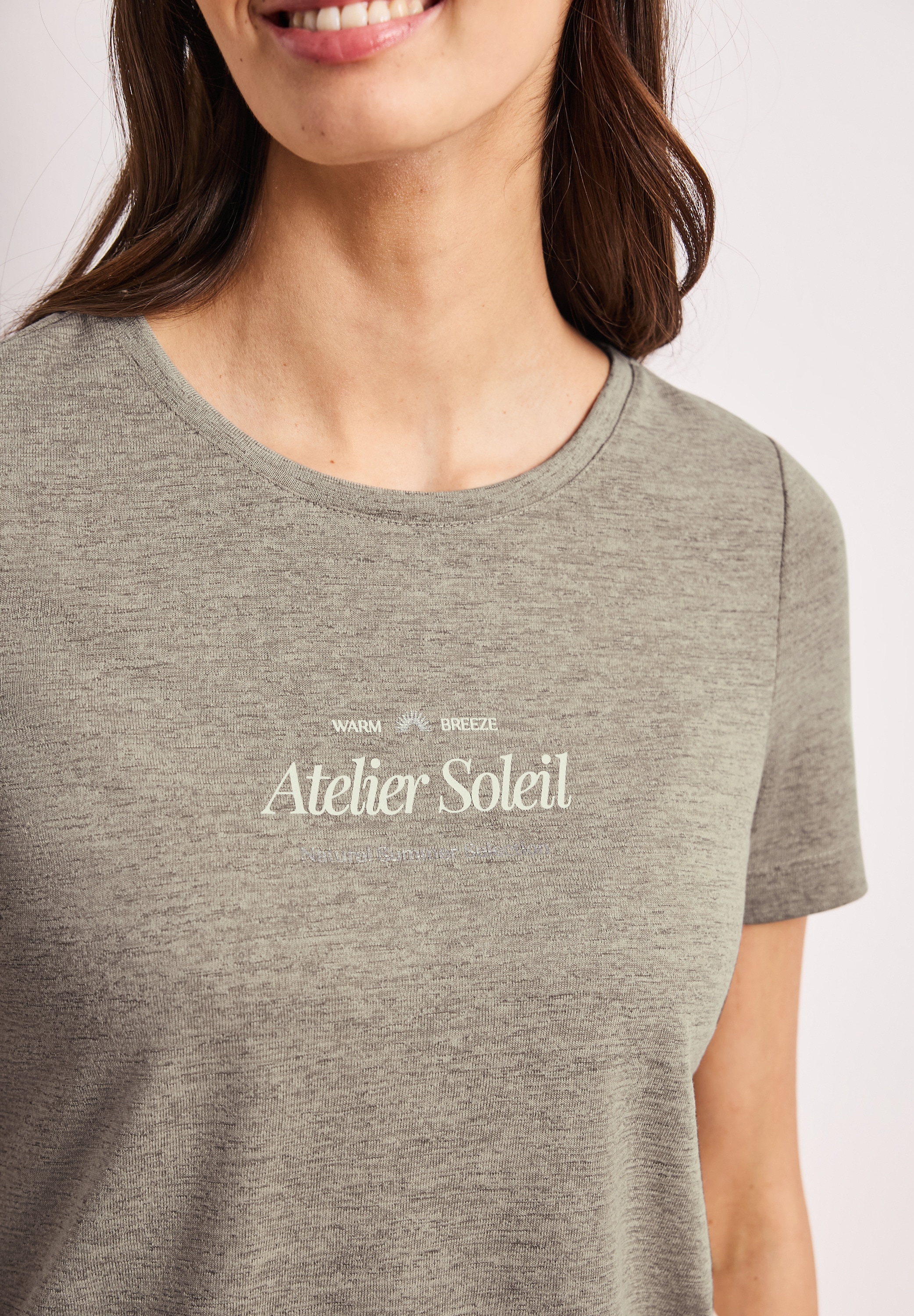 STREET ONE Kurzarmshirt Sommershirt mit Rundhals und Wording