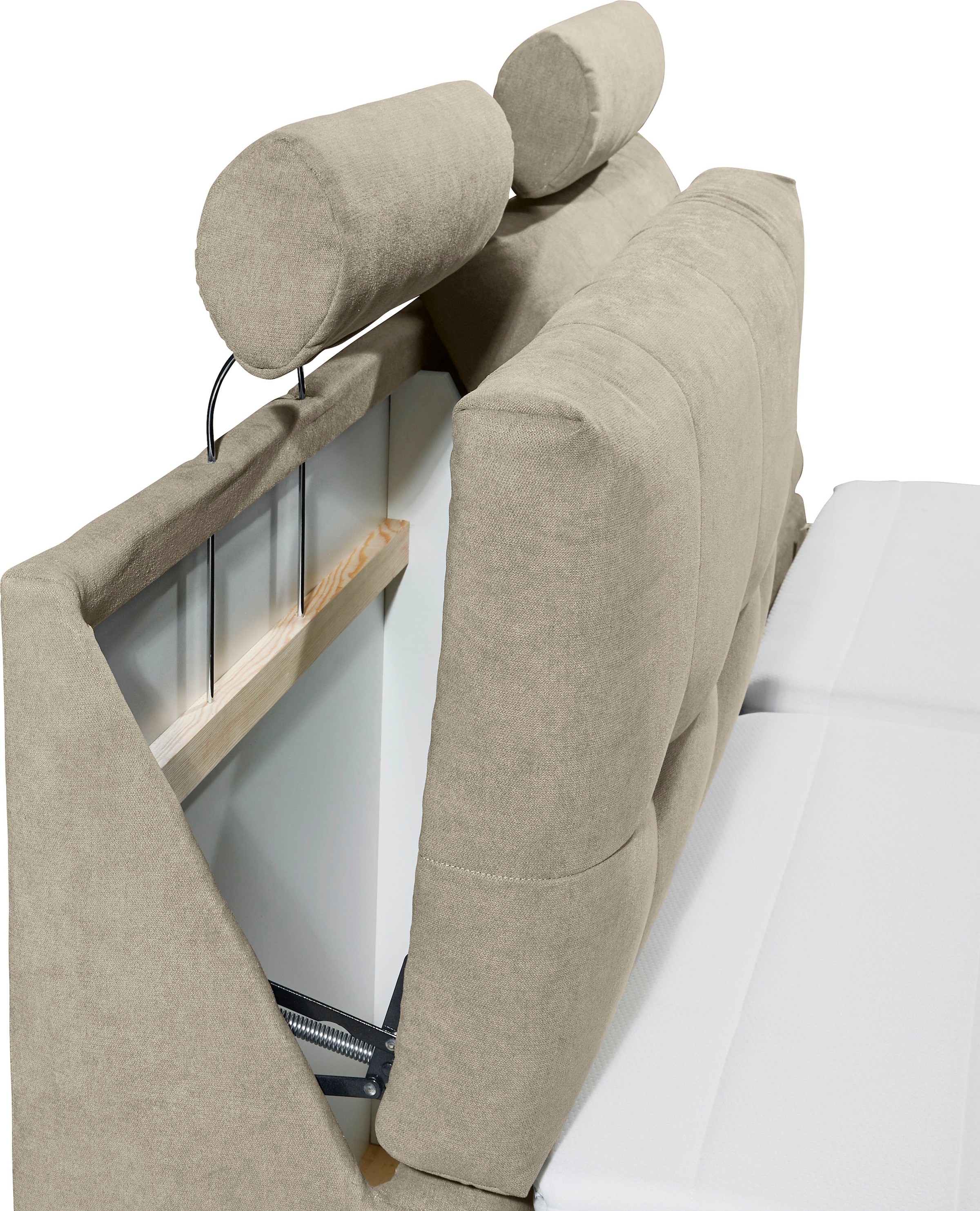 ED EXCITING DESIGN Boxspringbett »Palermo«, inkl. Motor, Topper, Kopfstütze und Stauraum im Kopfteil