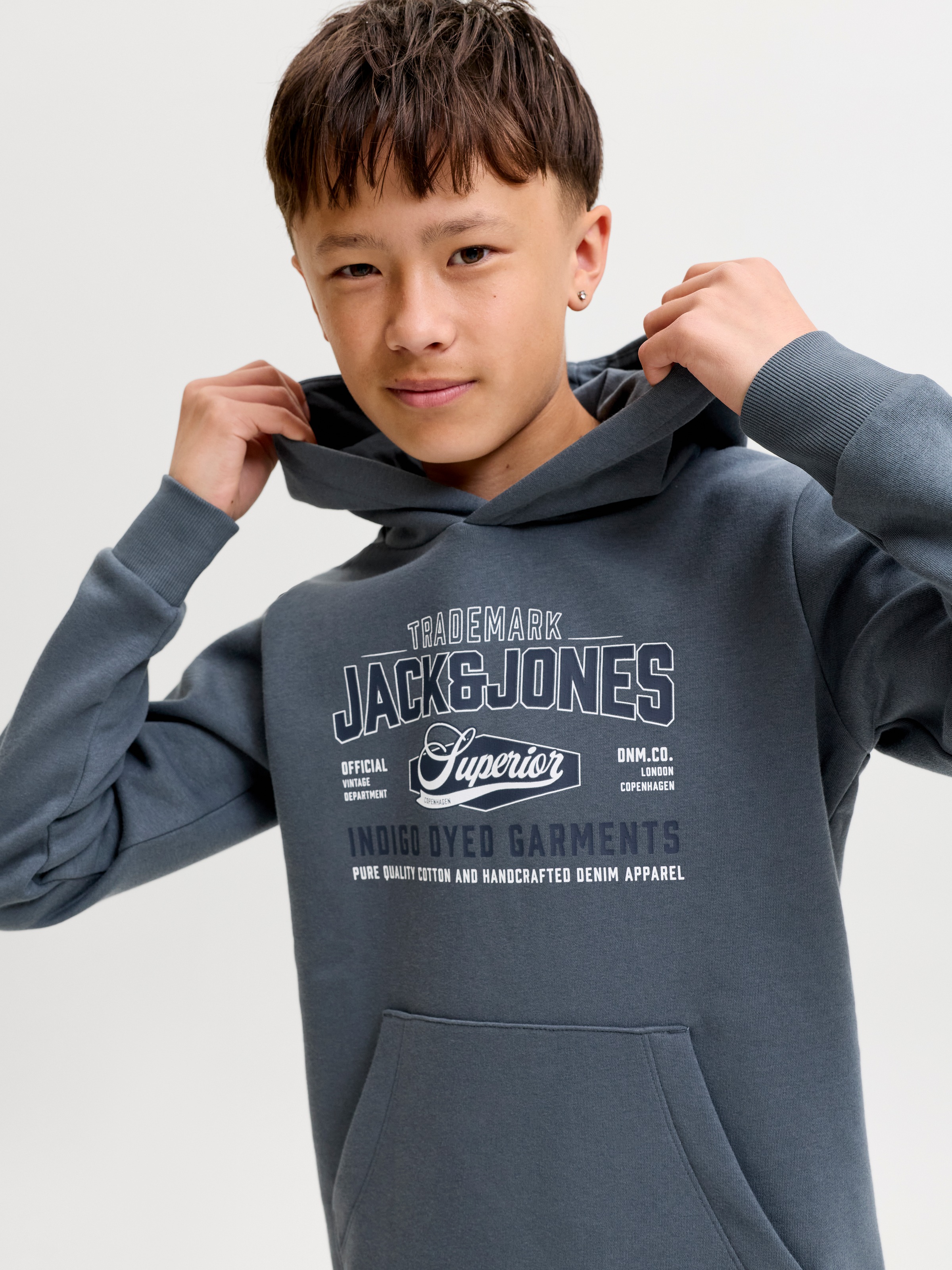 Jack & Jones Junior »JJELOGO SWEAT HOOD 2 COL AW26 SN JNR«, Baumwolle, regular fit
