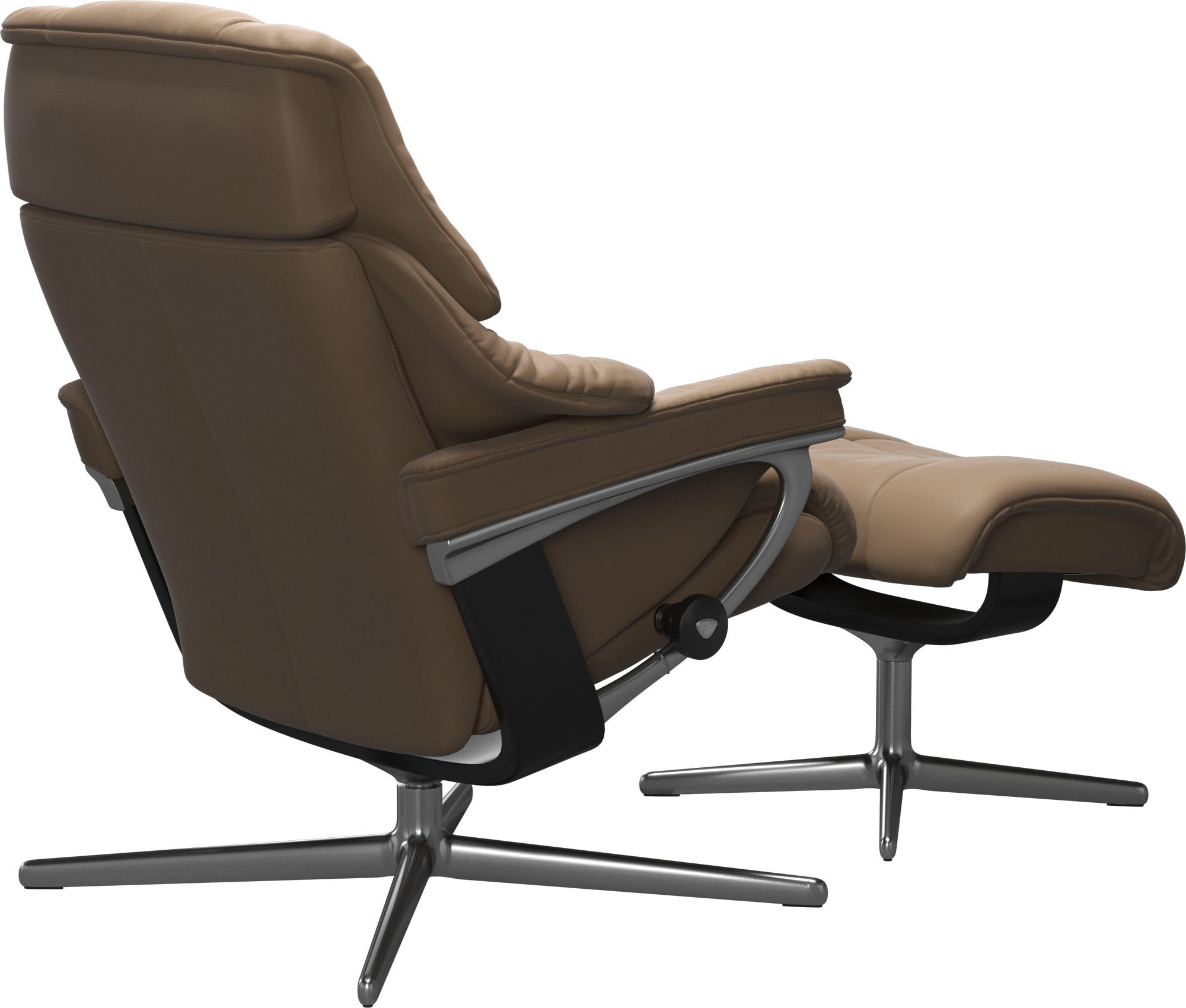 Stressless® Relaxsessel »Reno«, (Set, Relaxsessel mit Hocker), mit Hocker, mit Cross Base, Größe S, M & L, Holzakzent Schwarz