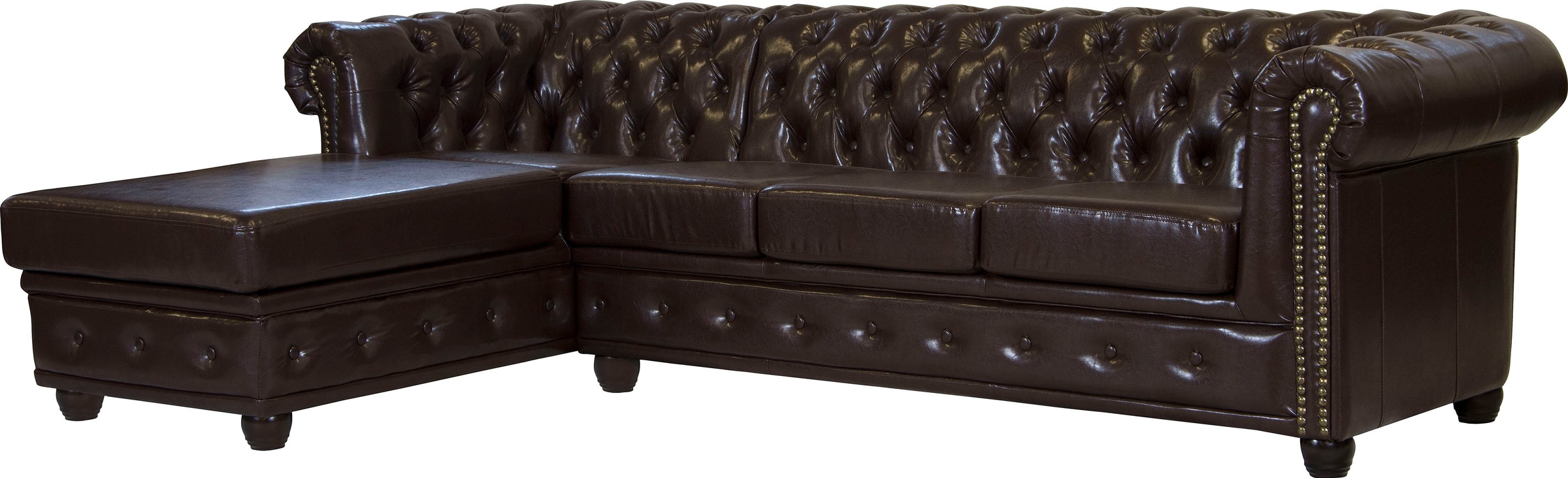Home affaire Chesterfield-Sofa »Rysum L-Form« Chesterfield-Optik mit Ottomanen-Abschluß