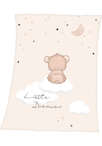Babydecke »Little Dreamer«, mit niedlichem Teddydesign, Kuscheldecke
