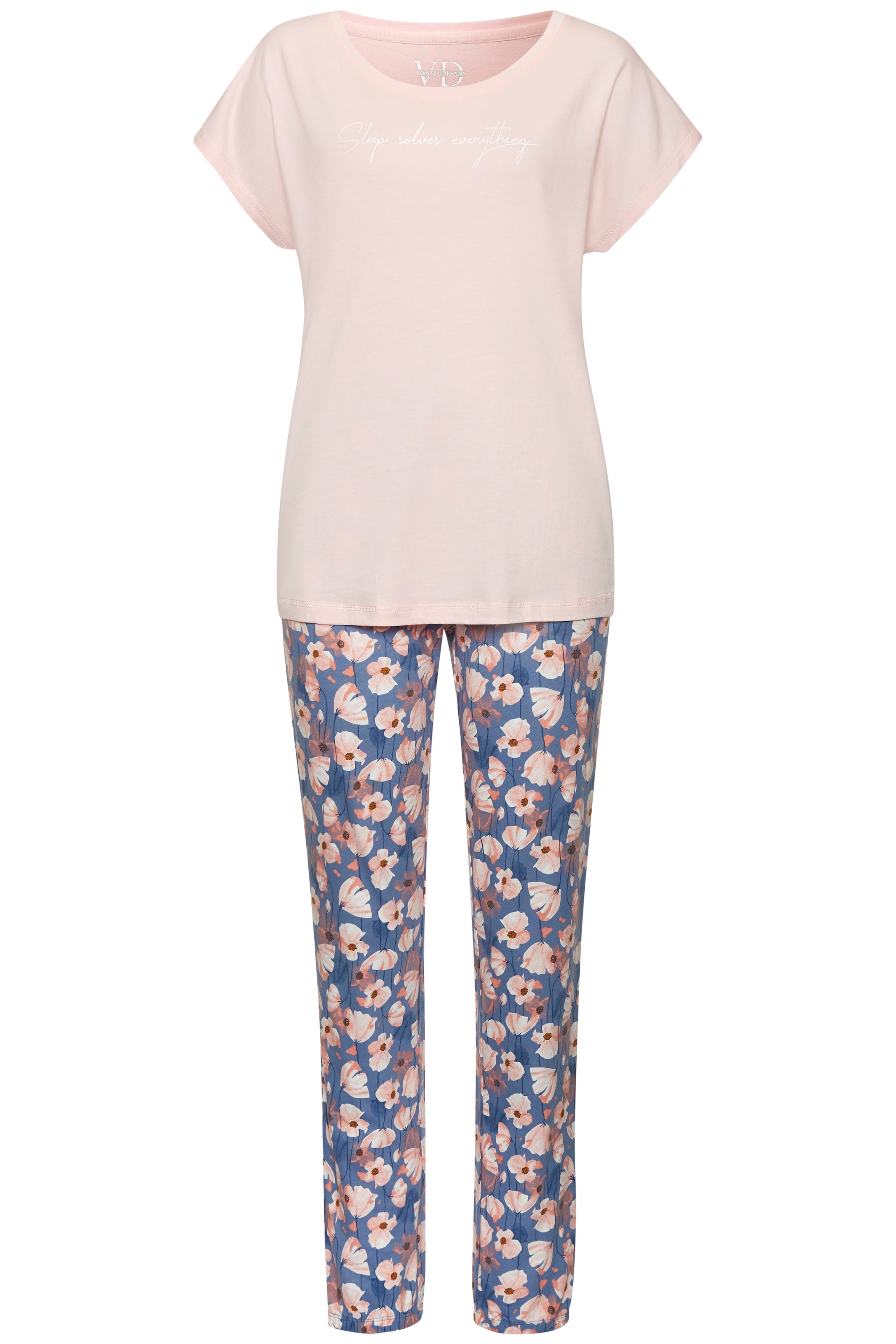 Vivance Dreams Pyjama Set, 2-teilig, 2 tlg. Mit schönem Alloverprint
