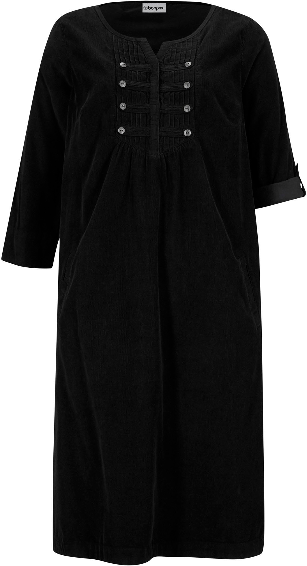 bonprix Blusenkleid »Cord-Blusenkleid aus reiner Baumwolle« für Alltag, aus Baumwolle, in A-Linie, mit 3/4-Ärmeln