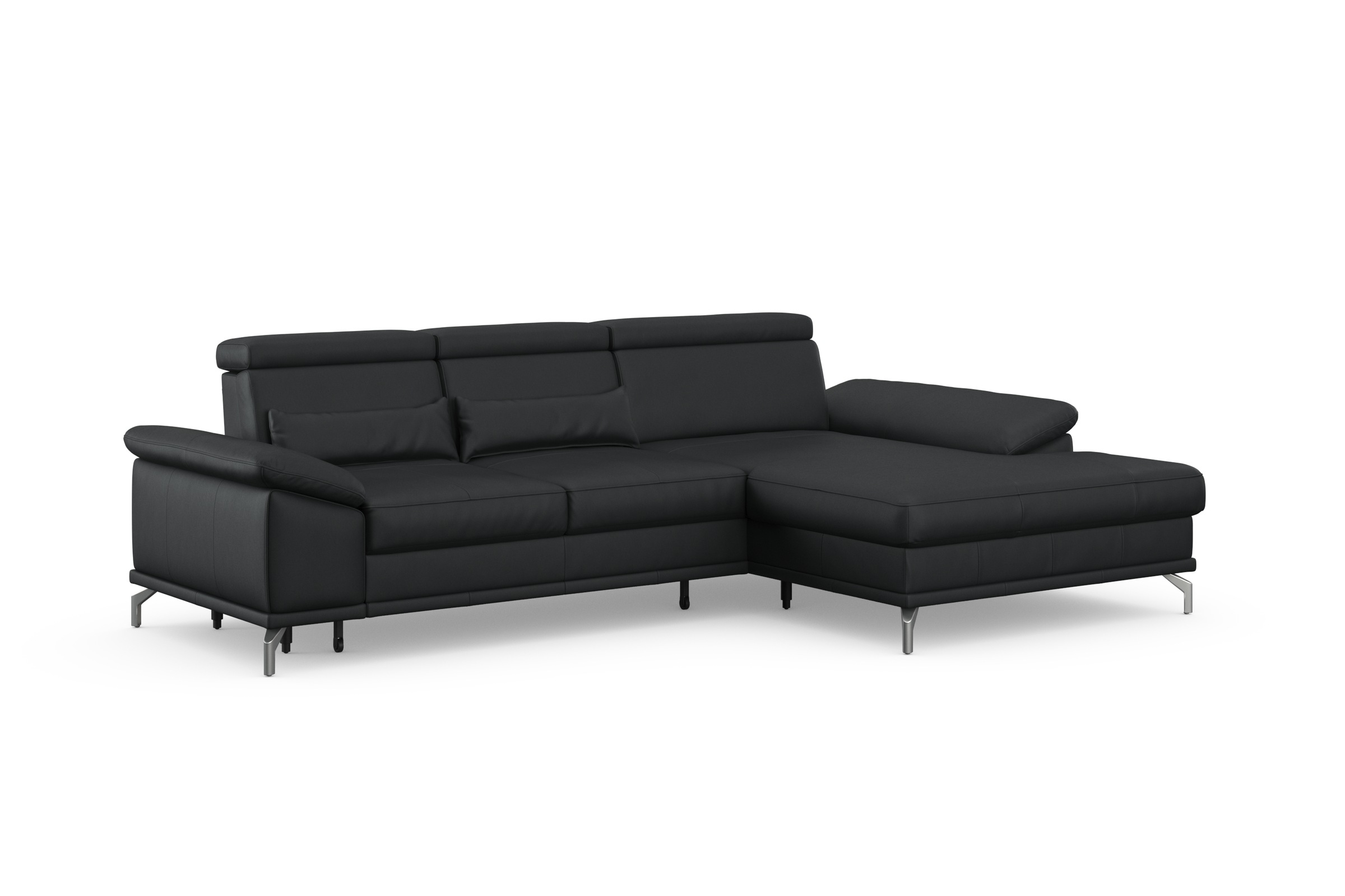 sit&more Ecksofa »Cabrio L-Form, mit Sitztiefenverstellung, Arm- und Kopfteilverstellung«, 2 Nierenkissen, Federkern, optional Bettfunktion und Stauraum
