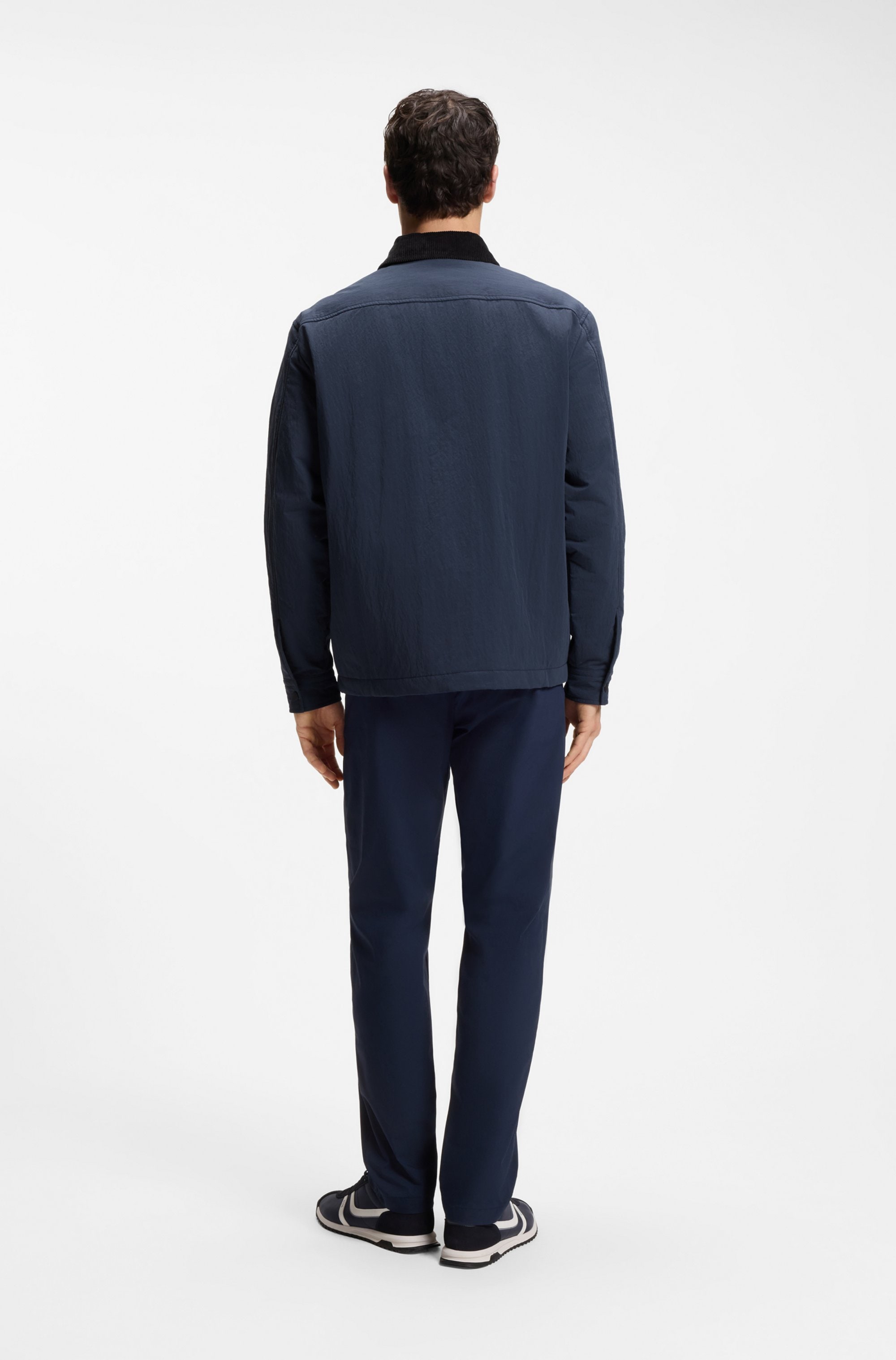 BOSS ORANGE Outdoorhemd »Leldon-zip« Oversize Fit, kontrastfarbiger Kragen, wattiert