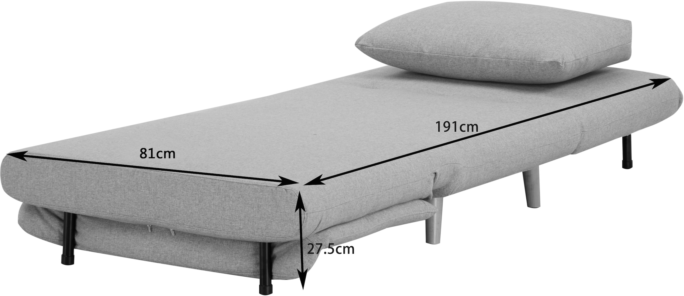 INOSIGN Sessel »AINSLEY«, wandelbar zum Gästebett, Schlafsofa, Webstoff u. Cord-Bezug
