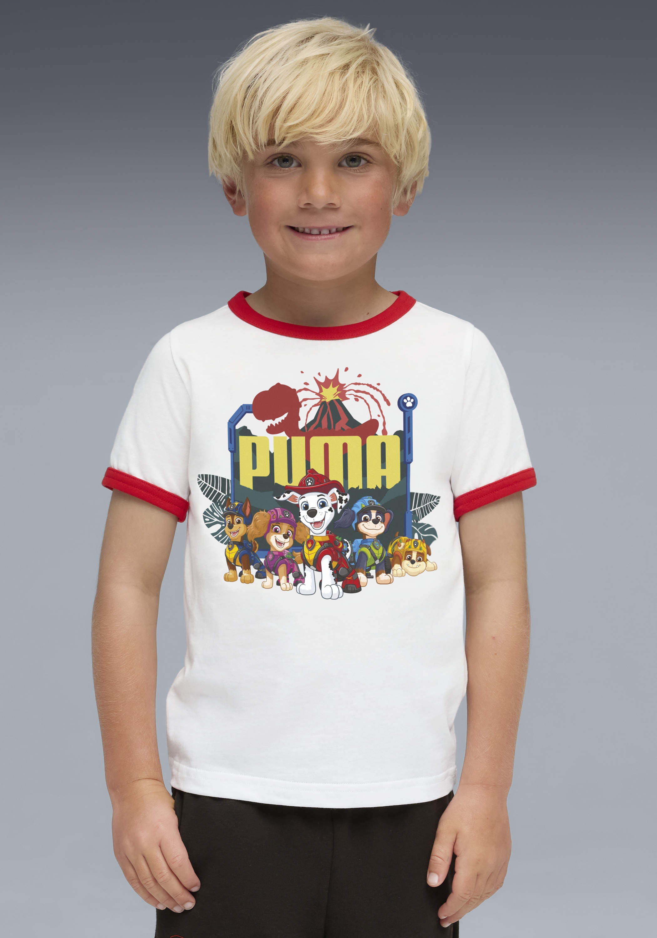 PUMA T-Shirt »X PAW PATROL RINGER TEE« Regular Fit, Kurzarm, für Kinder, mit Rundhalsausschnitt