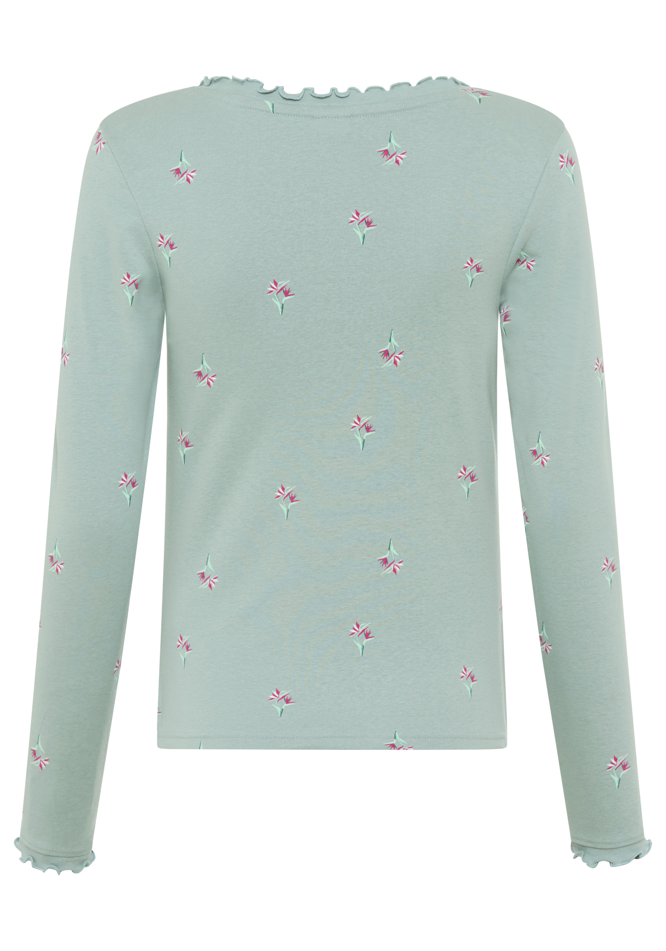 KangaROOS Langarmshirt mit Blumendruck und Knopfleiste