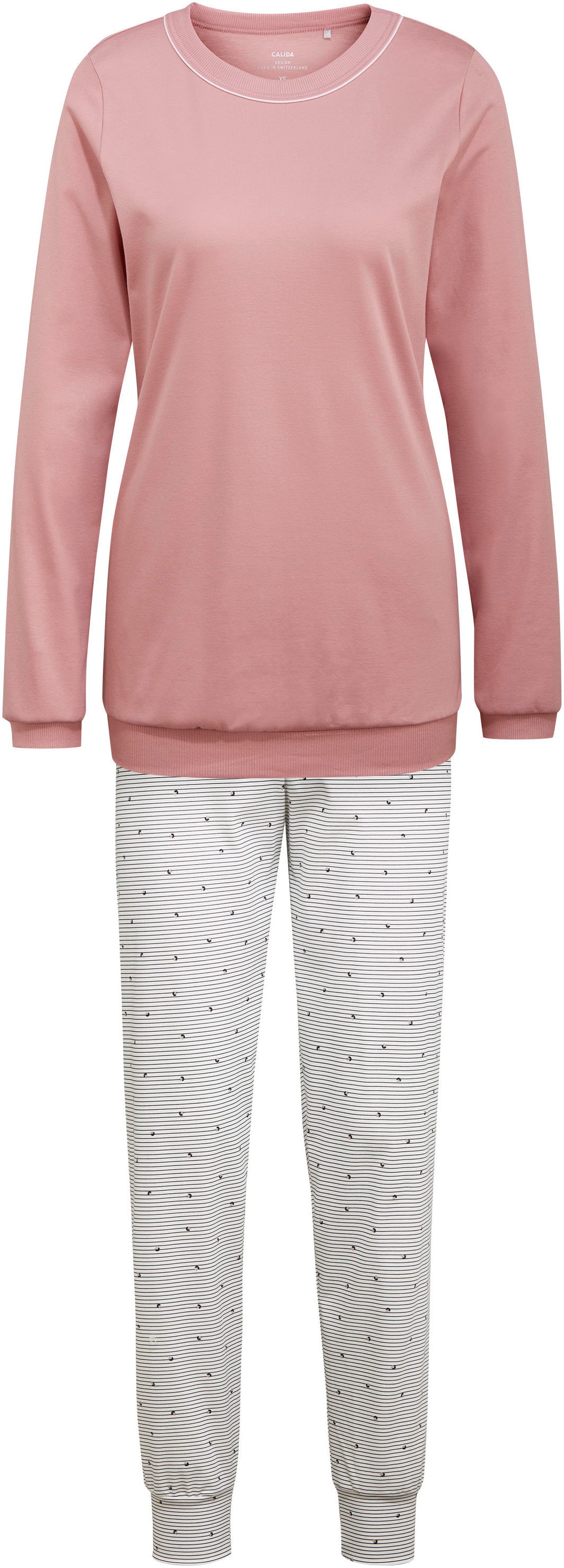 CALIDA Schlafanzug »Sweet Dreams«, (2 tlg.), Interlock-Qualität, Langarm, Gummibund, Rundhals, bequem
