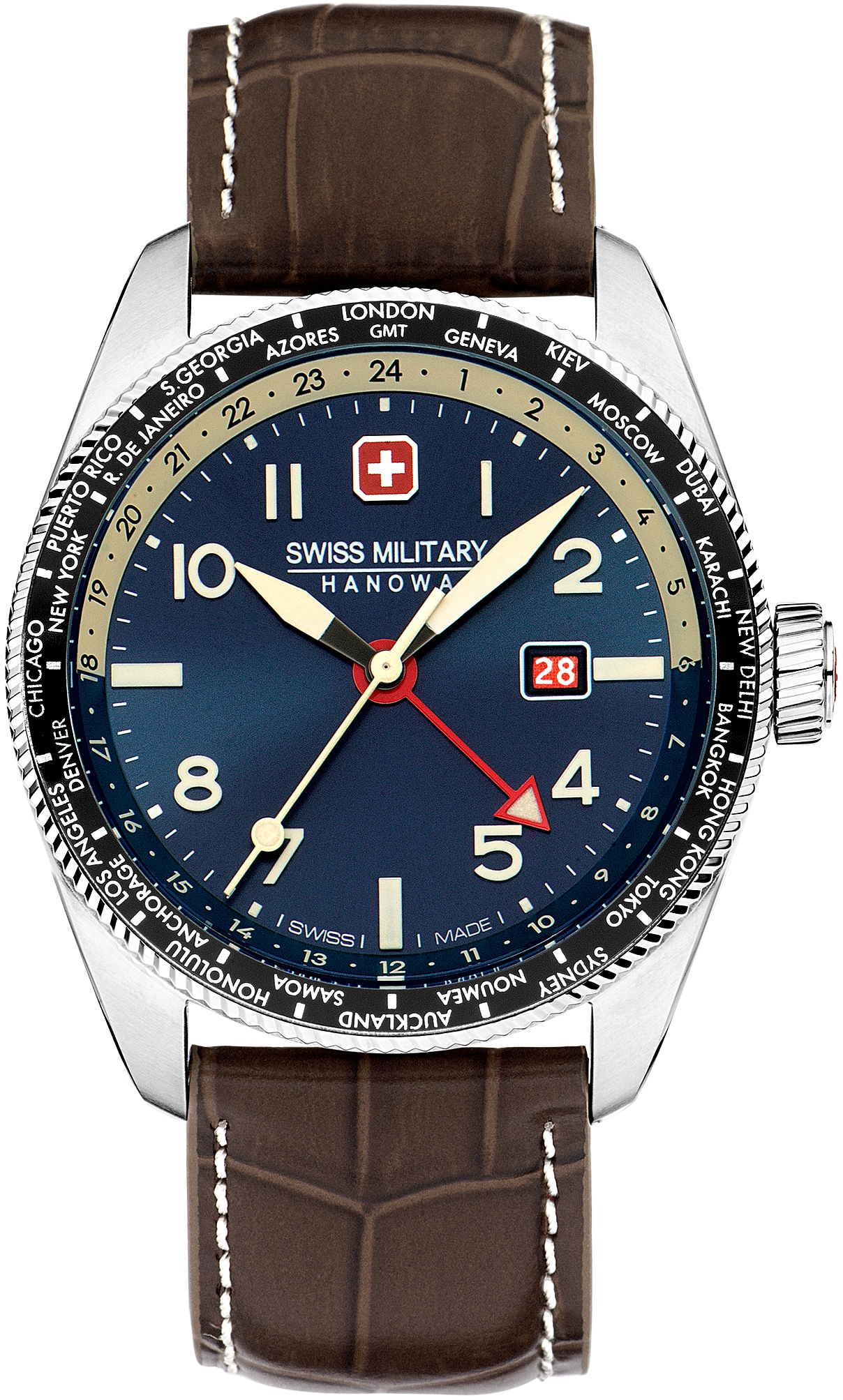 Swiss Military Hanowa Quarzuhr »HAWK EYE, SMWGB0000506«, Armbanduhr, Herrenuhr, Schweizer Uhr, Datum, Saphirglas, Swiss Made