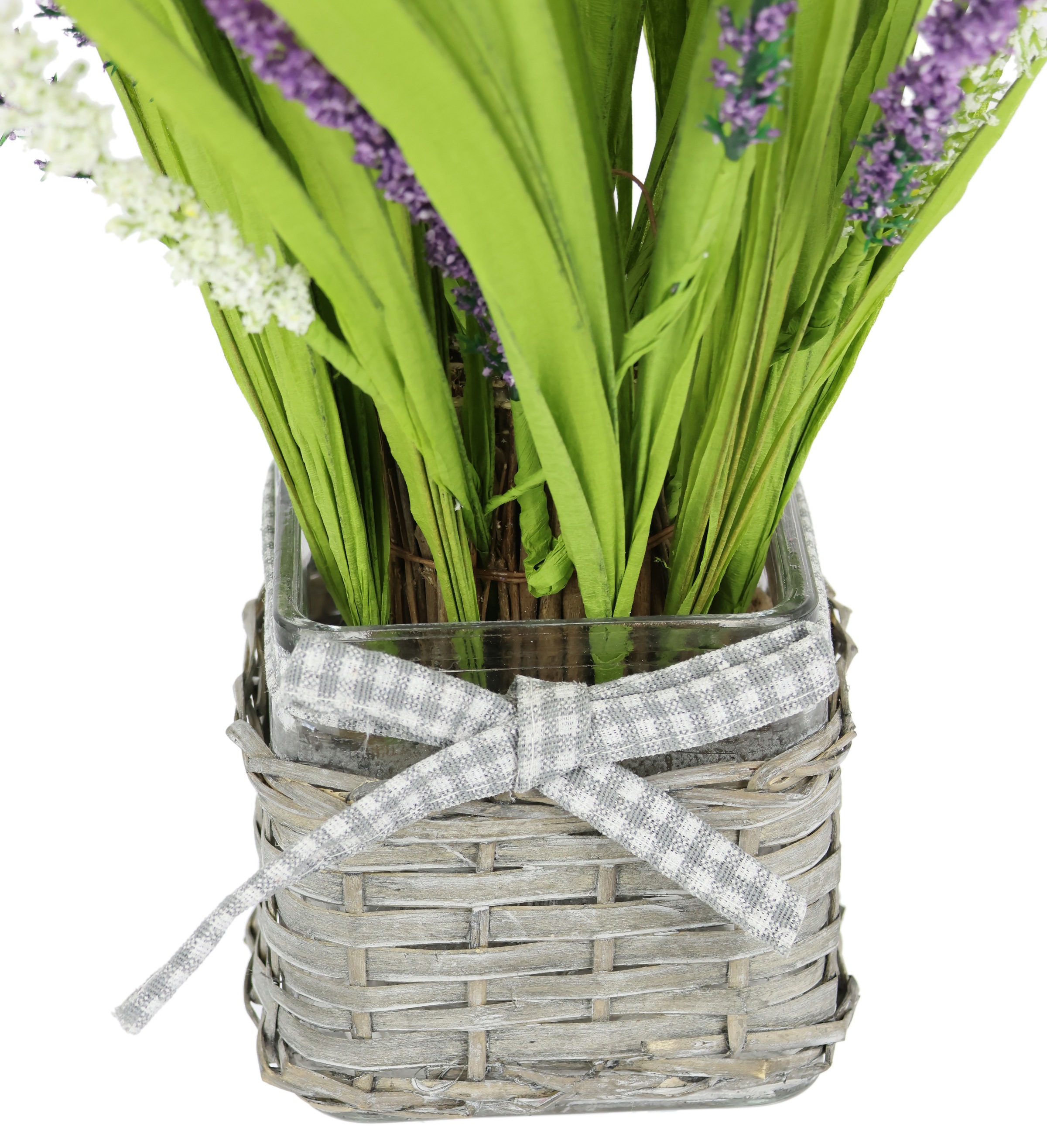 I.GE.A. Kunstpflanze »Grasbusch mit Lavendel im Topf« Künstlicher Grasbund Kunstgras Büschel Bündel Grasarrangement Deko