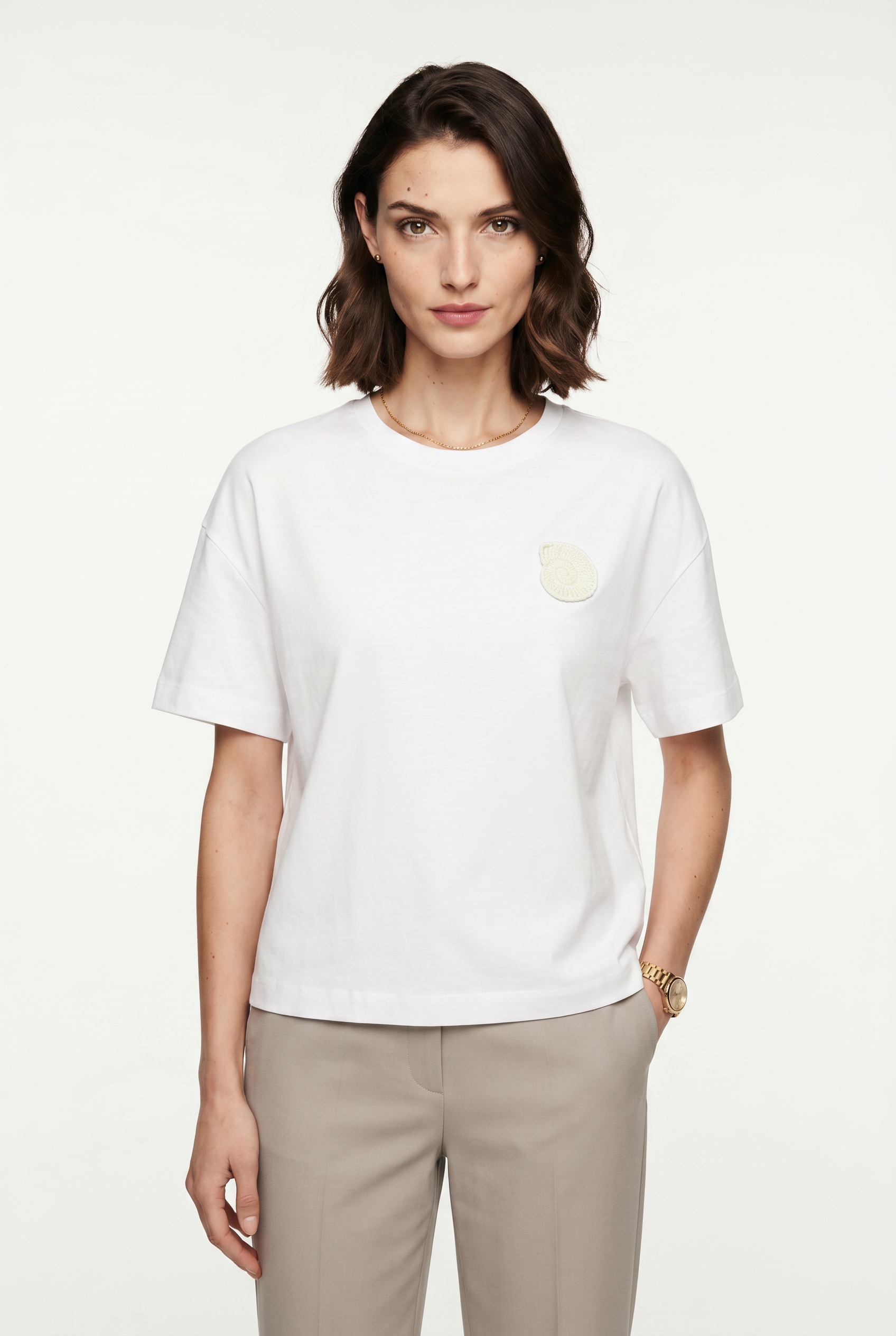 RICHROYAL T-Shirt Regular fit mit Muscheldetail