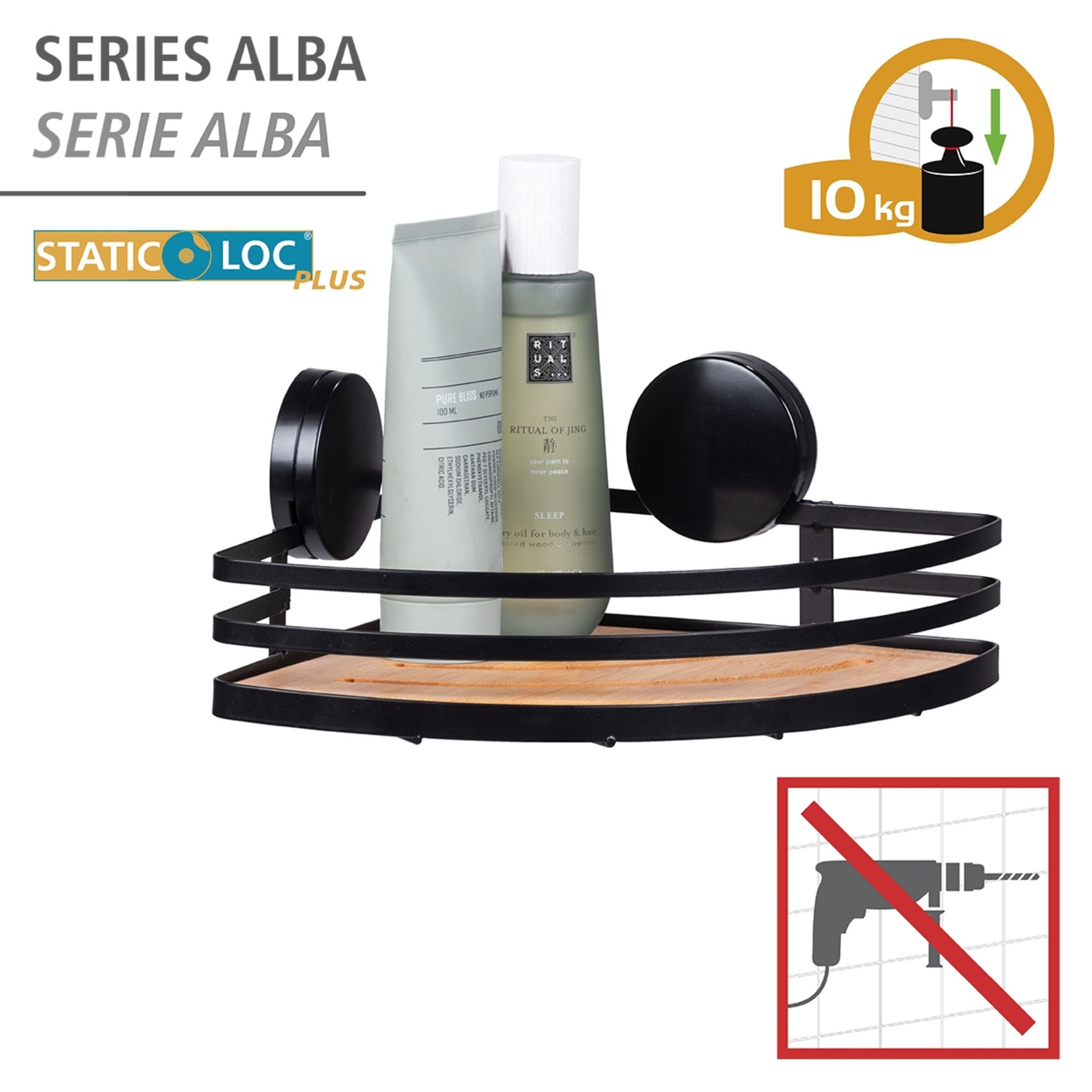 WENKO Badregal »Static-Loc® Alba« Eckablage, Befestigen ohne bohren