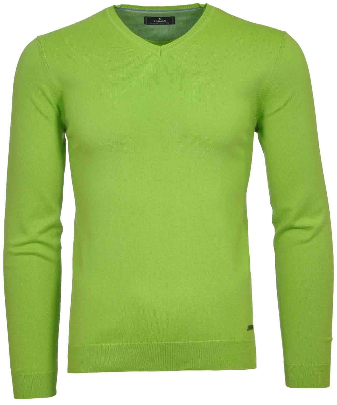 Ragman Herren V-Ausschnitt-Pullover in grün, Größe 58