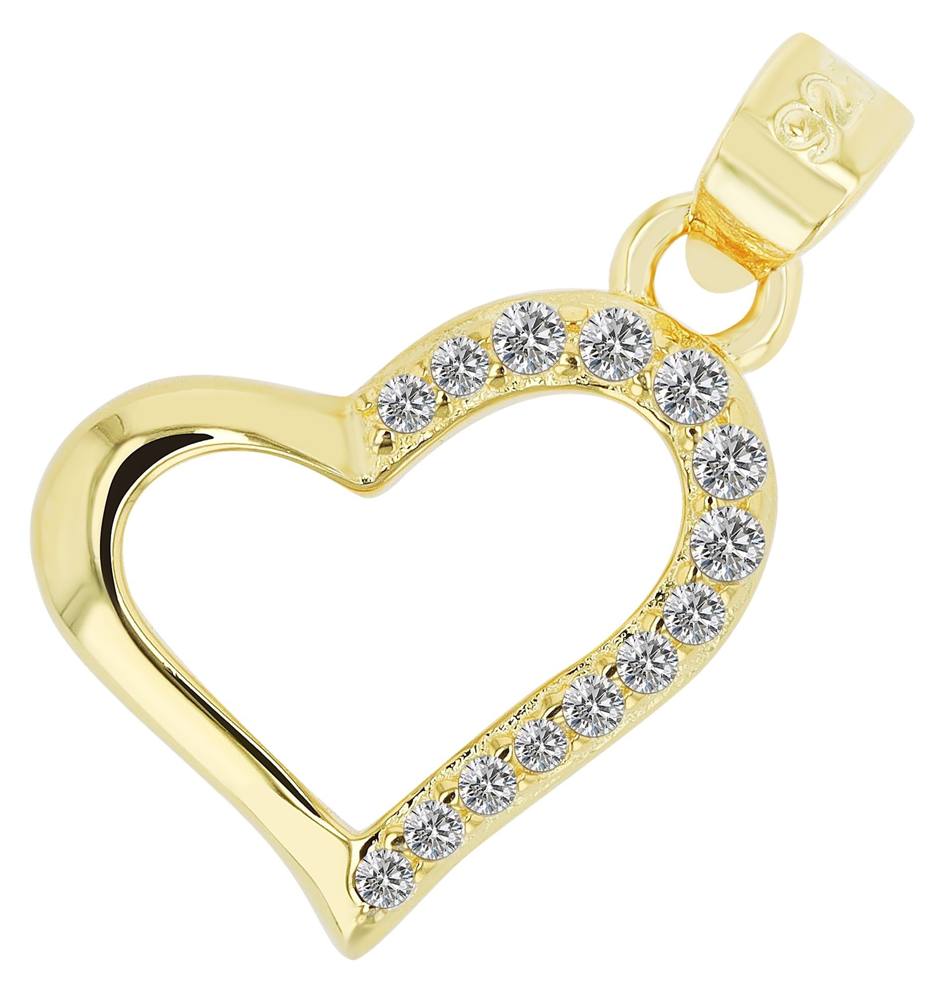 Adelia´s Herzanhänger »Damen Anhänger ¿ Herz Herzanhänger aus 925 Silber mit Zirkonia«