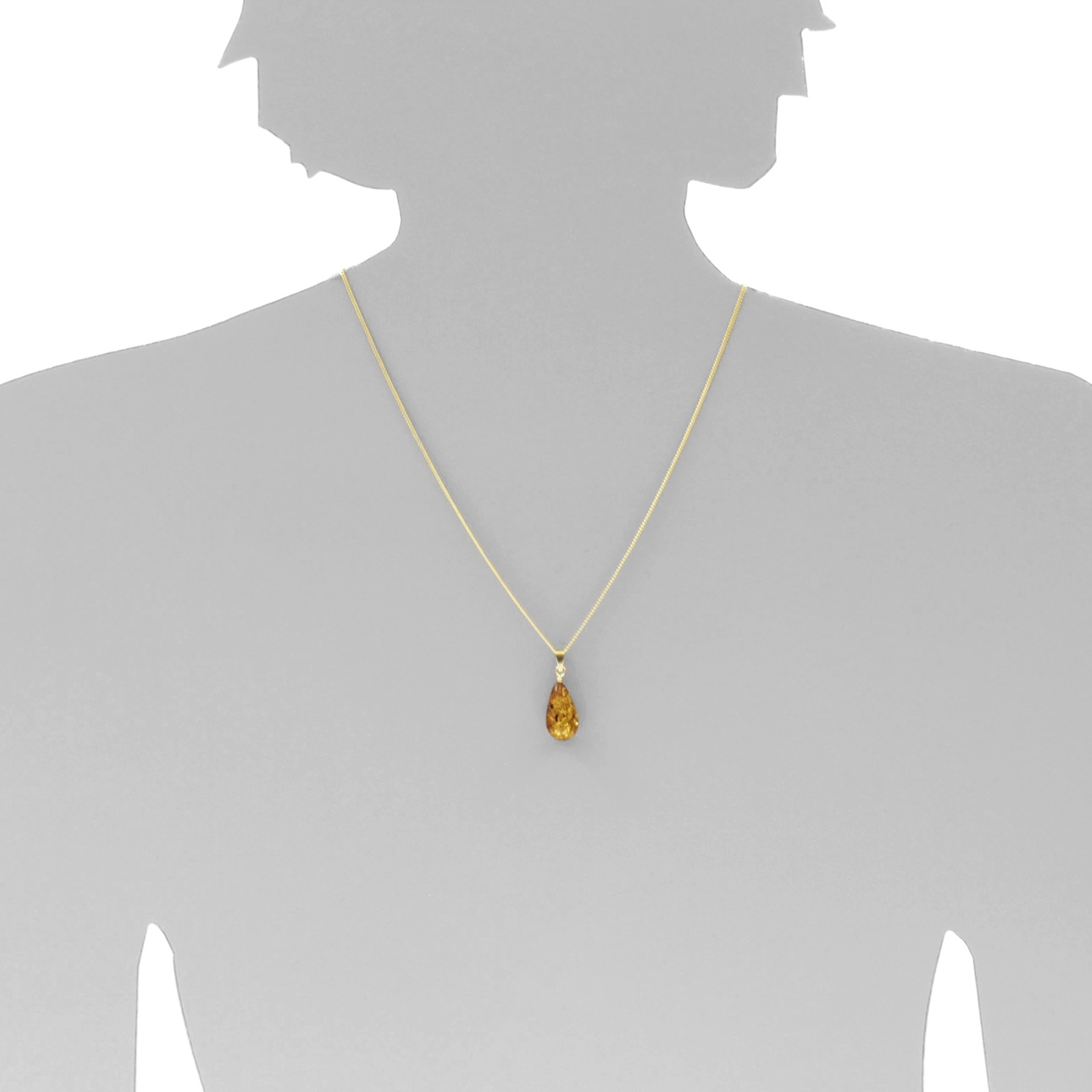 OSTSEE-SCHMUCK Kette mit Anhänger »- Tropfen ca. 17 mm lang - Silber 925/000, vergoldet - Bernstein«