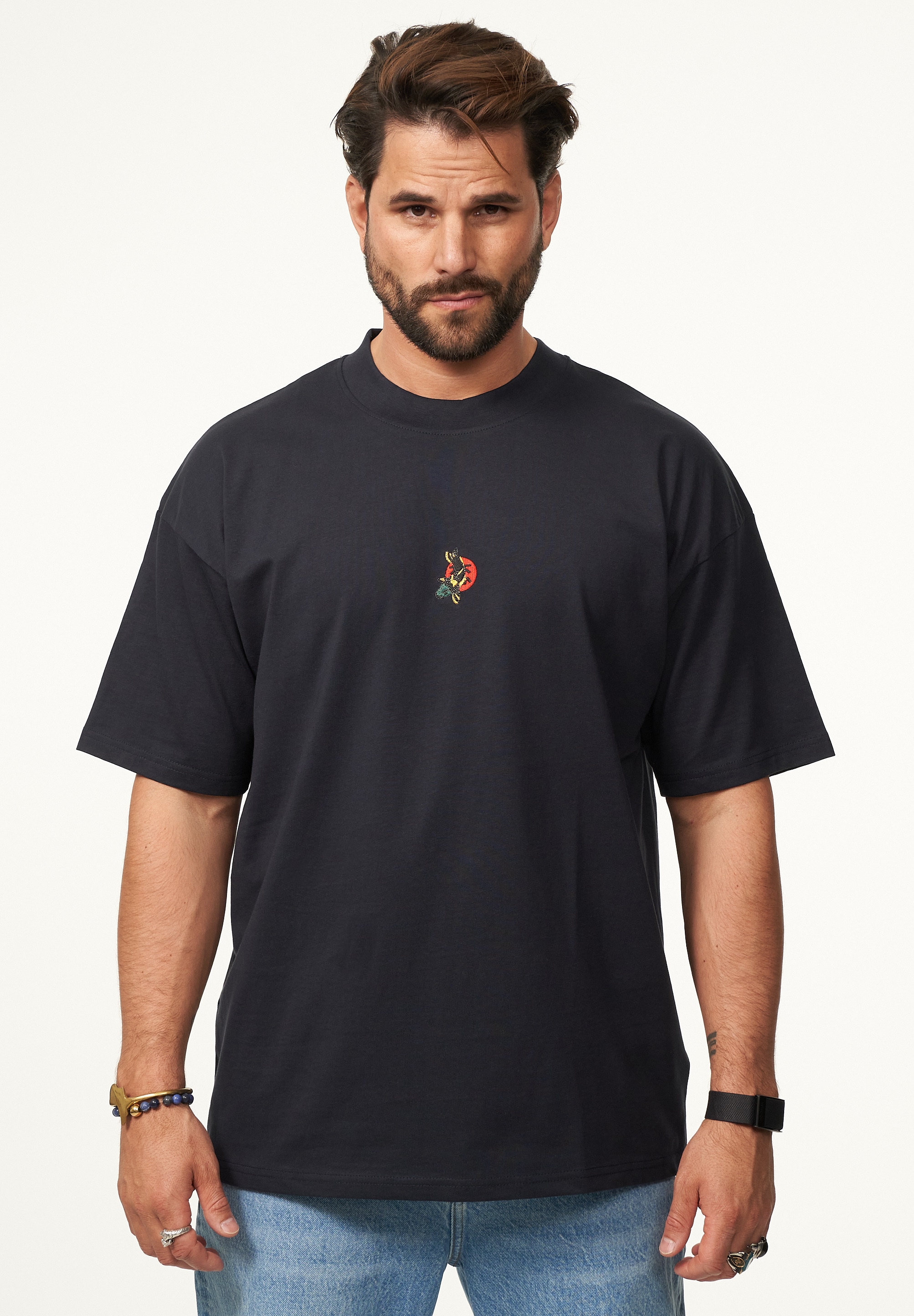 SOULSTAR T-Shirt »Kurzarm Oversize aus 100% Baumwolle mit Rundhalsausschnitt Crew Neck für Herren« Herren Oversize-Fit Kurzarm Shirt mit Rundhals-Ausschnitt