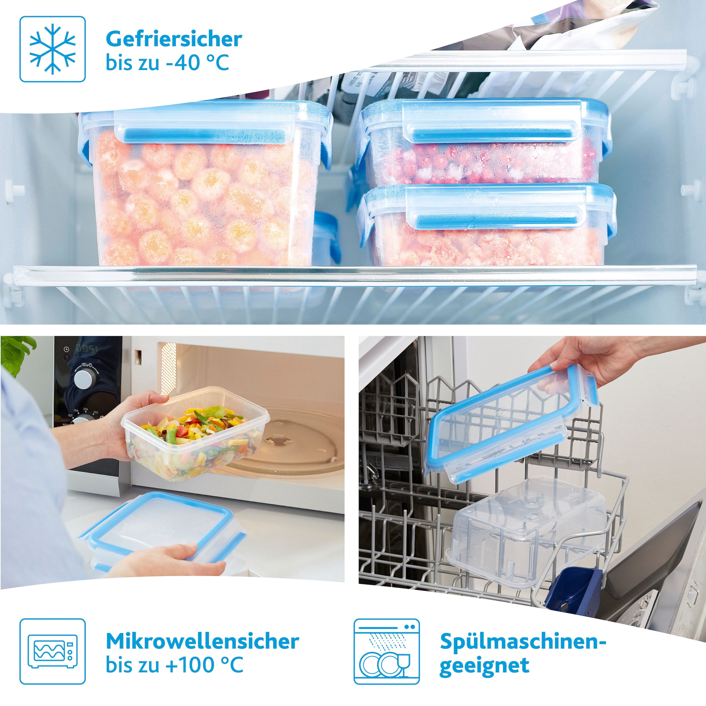 Emsa Frischhaltedose »Clip & Close«, (2 tlg.), 8 Liter, rechteckig, Clipbox, dicht, hygienisch, spülmaschinenfest