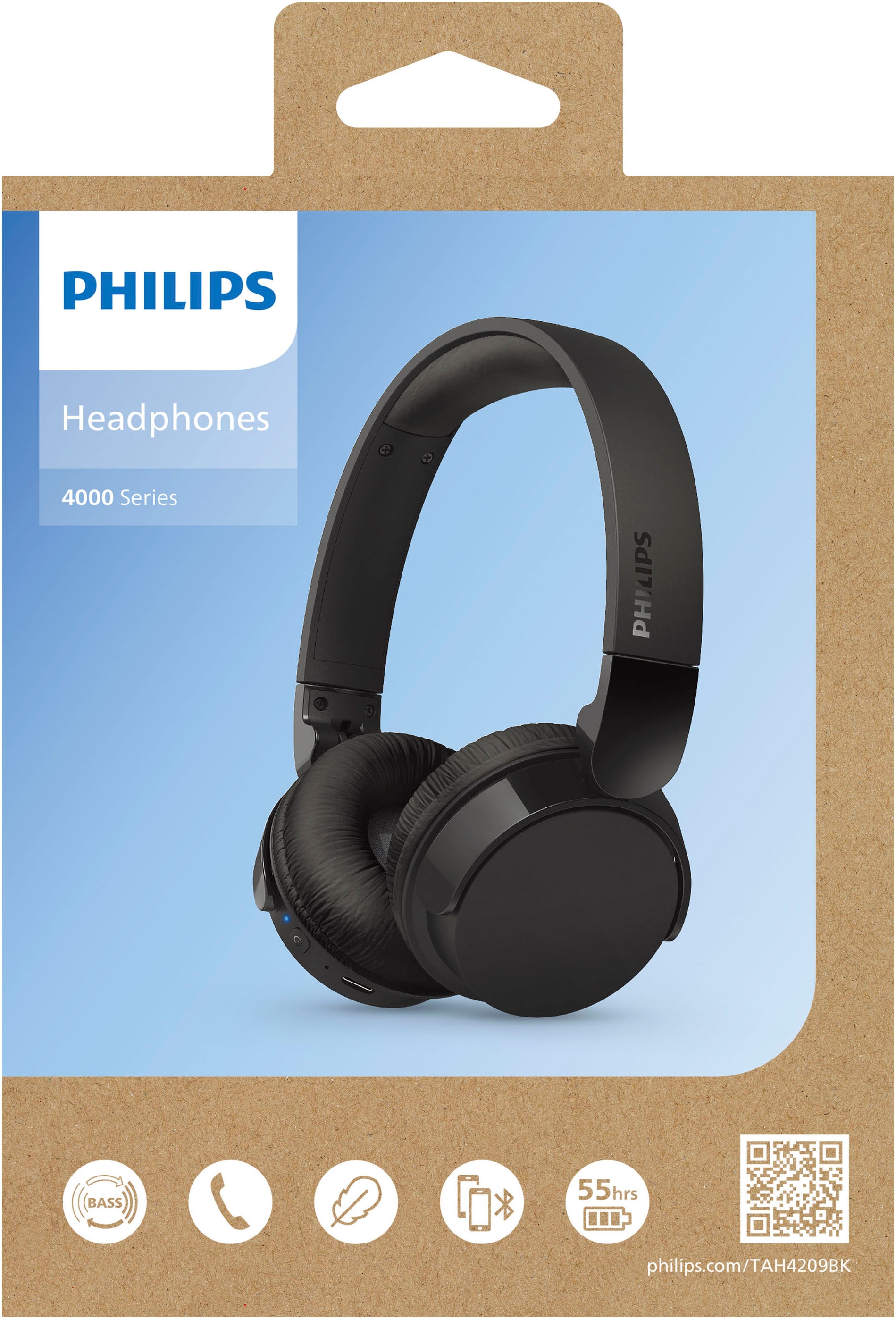 Philips On-Ear-Kopfhörer »TAH4209«, Bluetooth-A2DP Bluetooth-AVRCP Bluetooth-HFP, Geräuschisolierung-Multi-Point-Verbindung-Sprachsteuerung-integrierte Steuerung für Anrufe und Musik