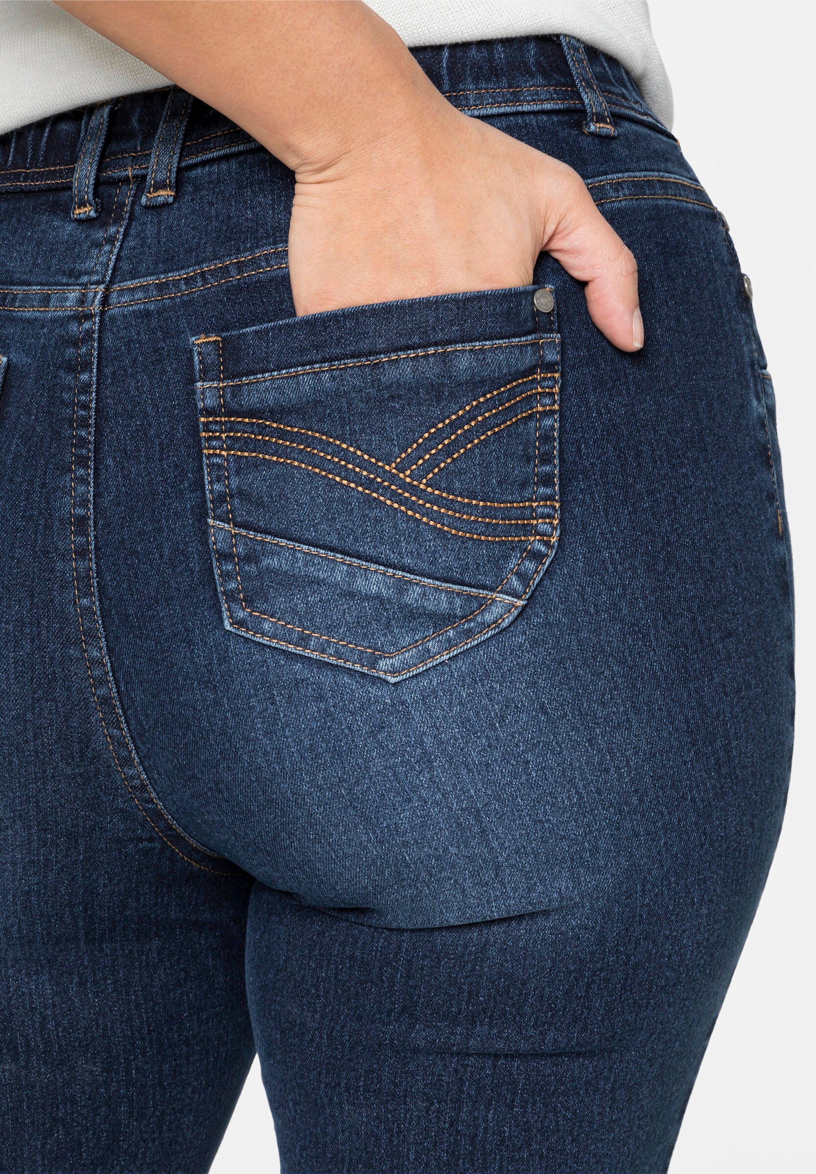 Sheego Jeansleggings »Stretch-Jeans Jeggings mit Gürtelschlaufen« mit Gummibund und Gürtelschlaufen