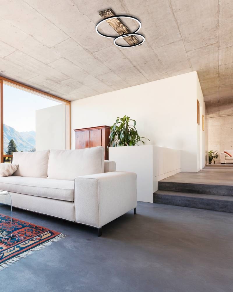 EGLO Deckenleuchte »BOYAL«, 2 flammig, Leuchtmittel LED-Modul | LED fest integriert, Deckenlampe, Küchenlampe, Flurlampe in Schwarz und Braun rustikal