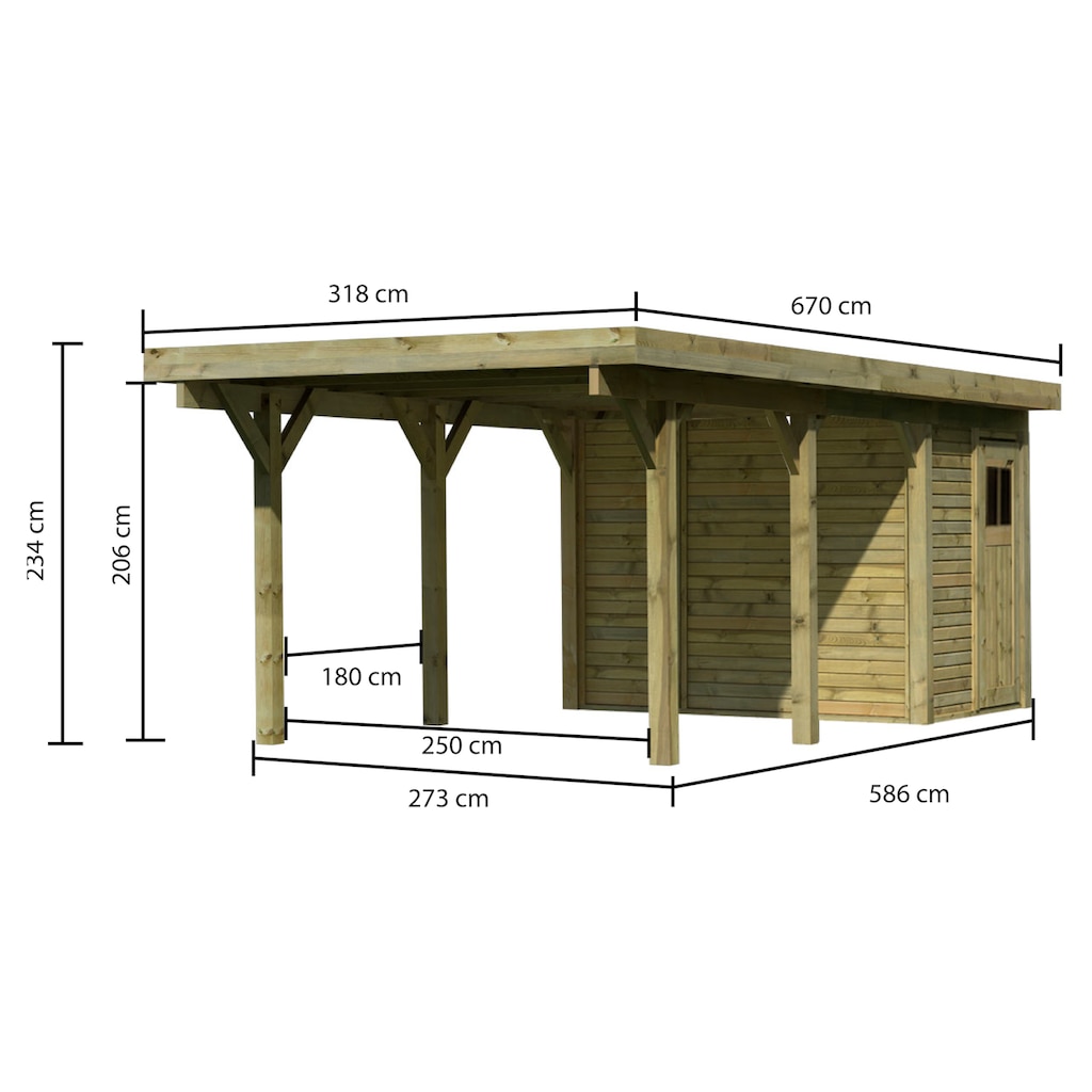 Karibu Einzelcarport »Classic 2«, Holz, 250 cm, natur