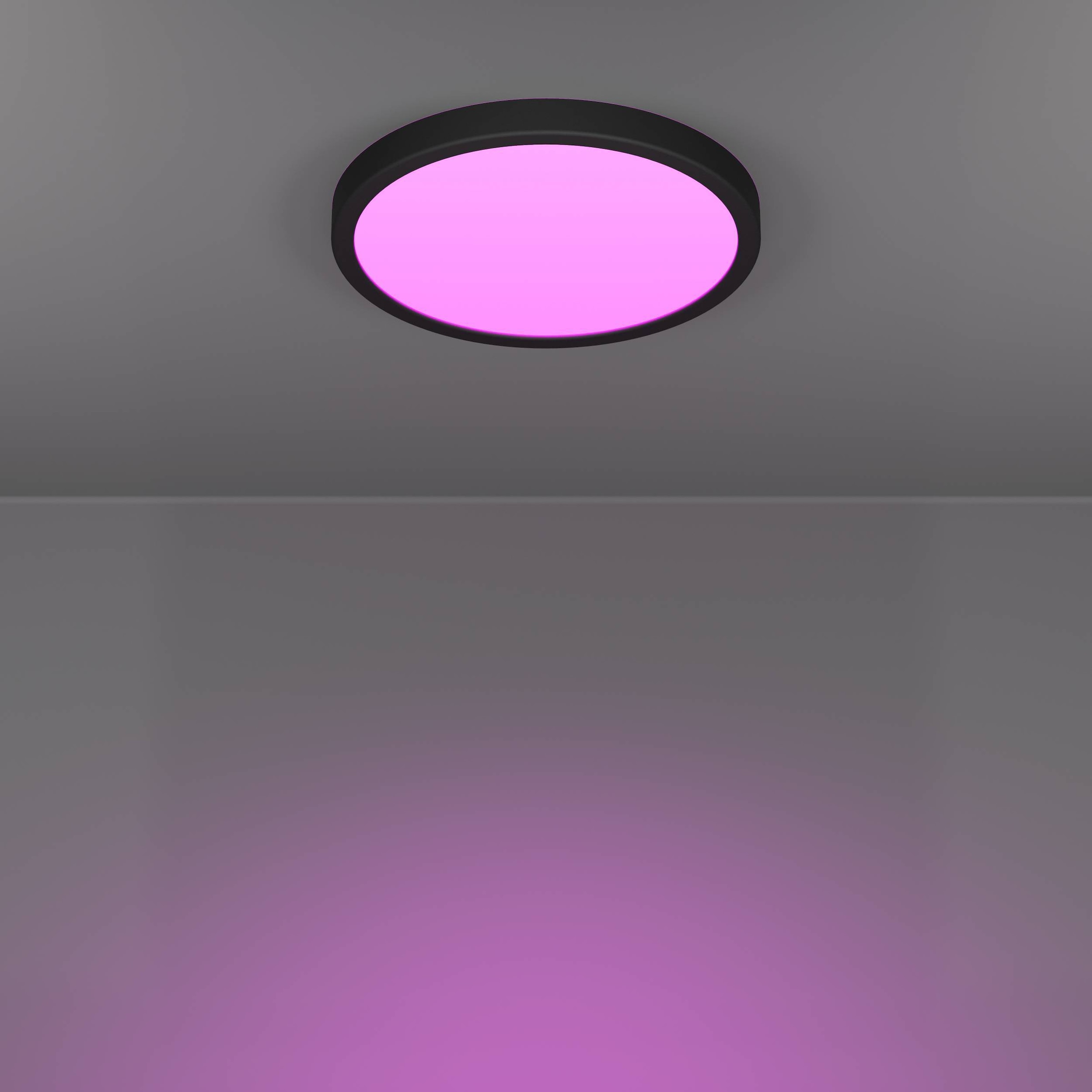 EGLO Aufbauleuchte »Fueva 6-Z Deckenlampe, ZigBee, App und Sprachsteuerung, Badlampe, IP44« LED-Modul 1 Stk. Kaltweiß | RGB Aufbauleuchte - H2,5 x Ø27,8 cm - schwarz - 14,3W inkl.