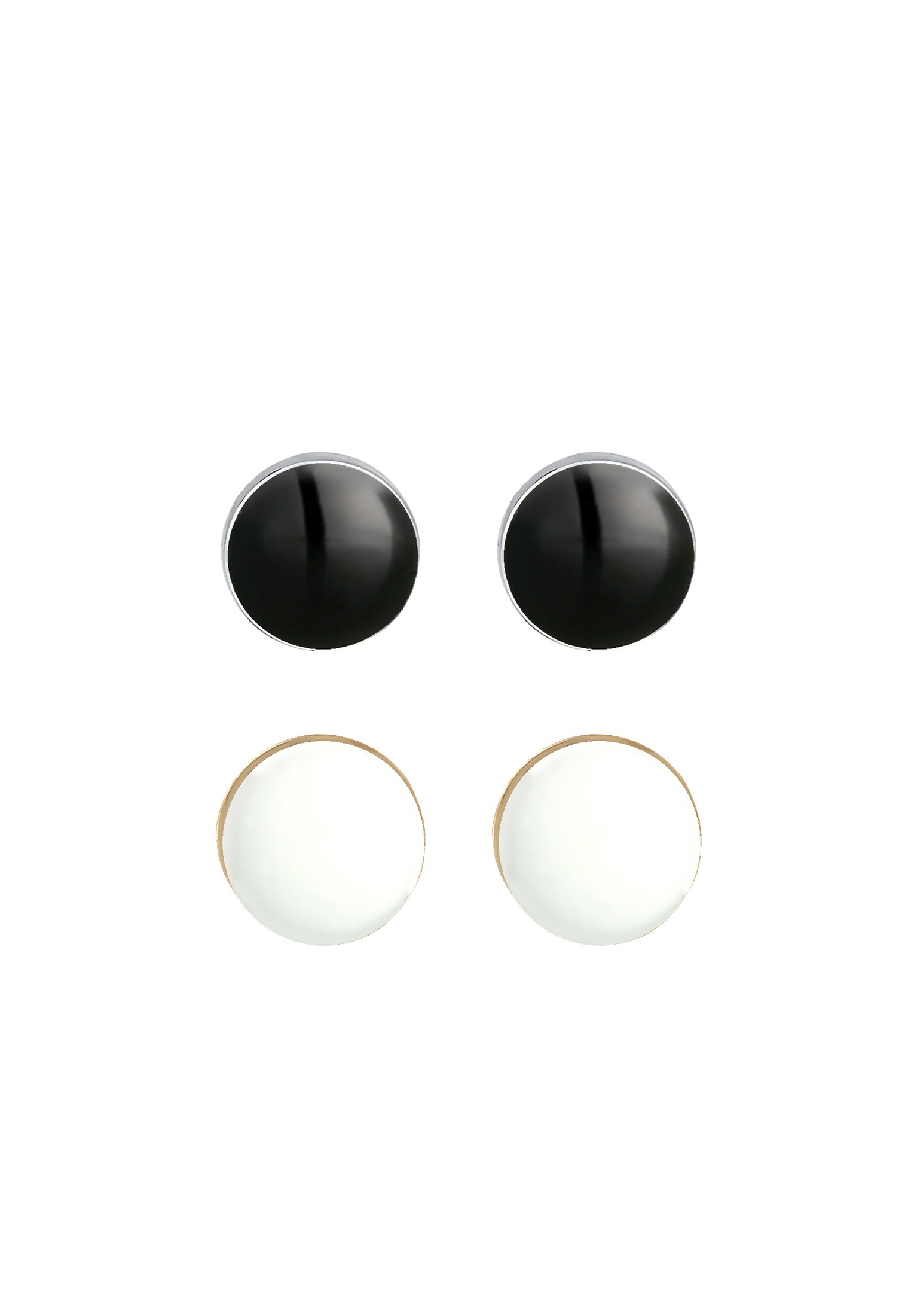 Elli Paar Ohrstecker »Ohrringe Ohrstecker Emaille Schwarz Weiß 2er Set 925 Sterling Silber Bicolor«