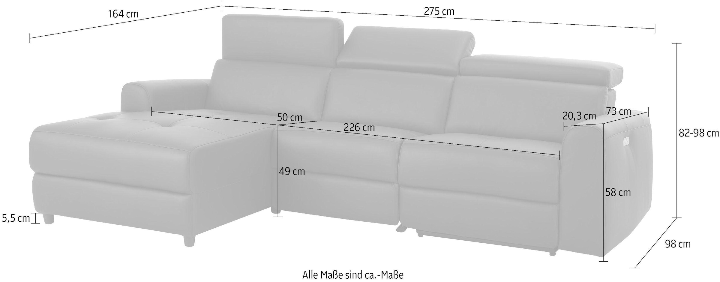 Home affaire Ecksofa »Sentrano, L-Form,«, auch mit elektrischer Funktion mit USB-Anschluß, in 4 Bezugsvarianten