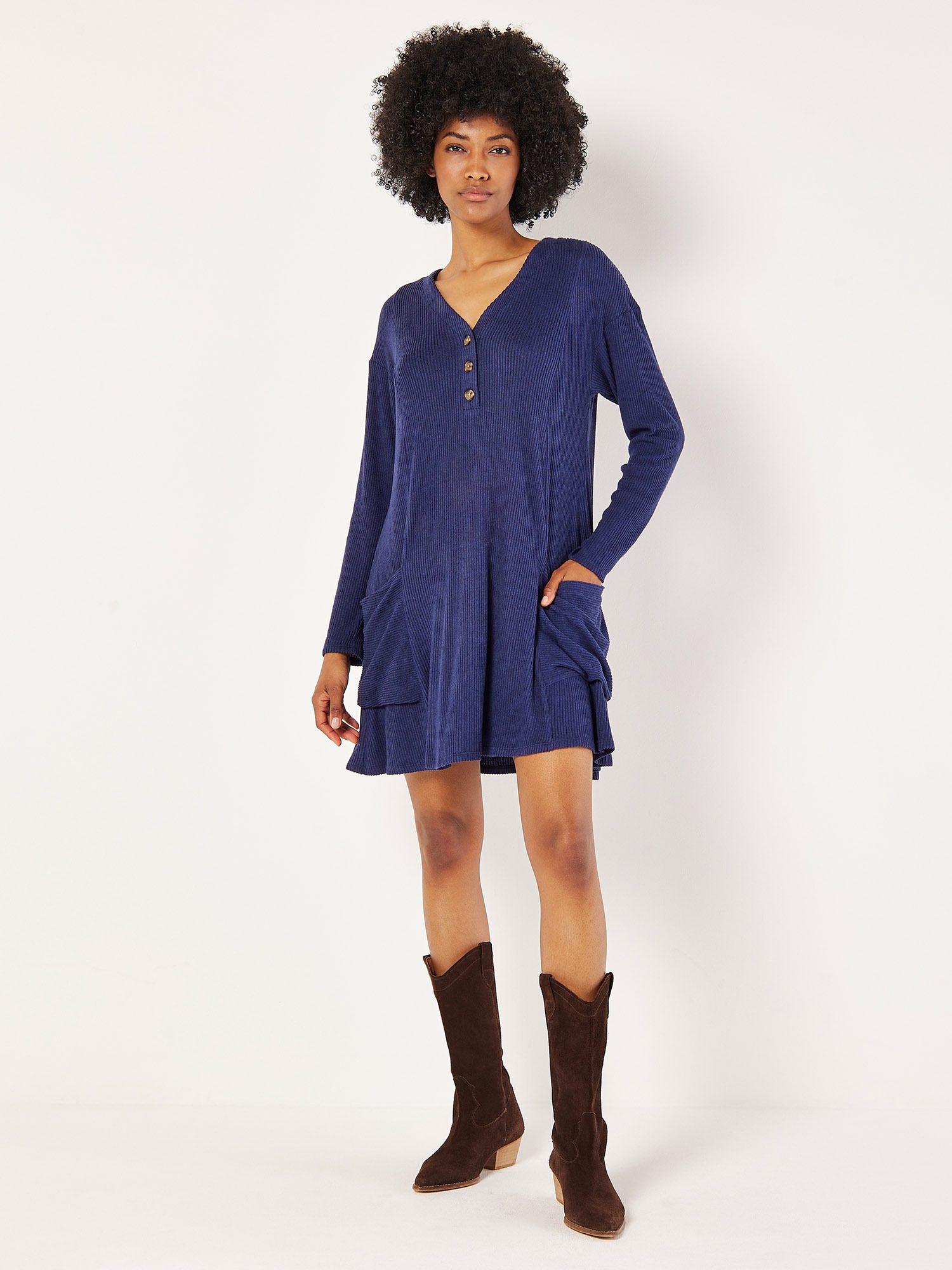 Apricot Shirtkleid »Swing-Kleid« mit aufgesetzten Taschen