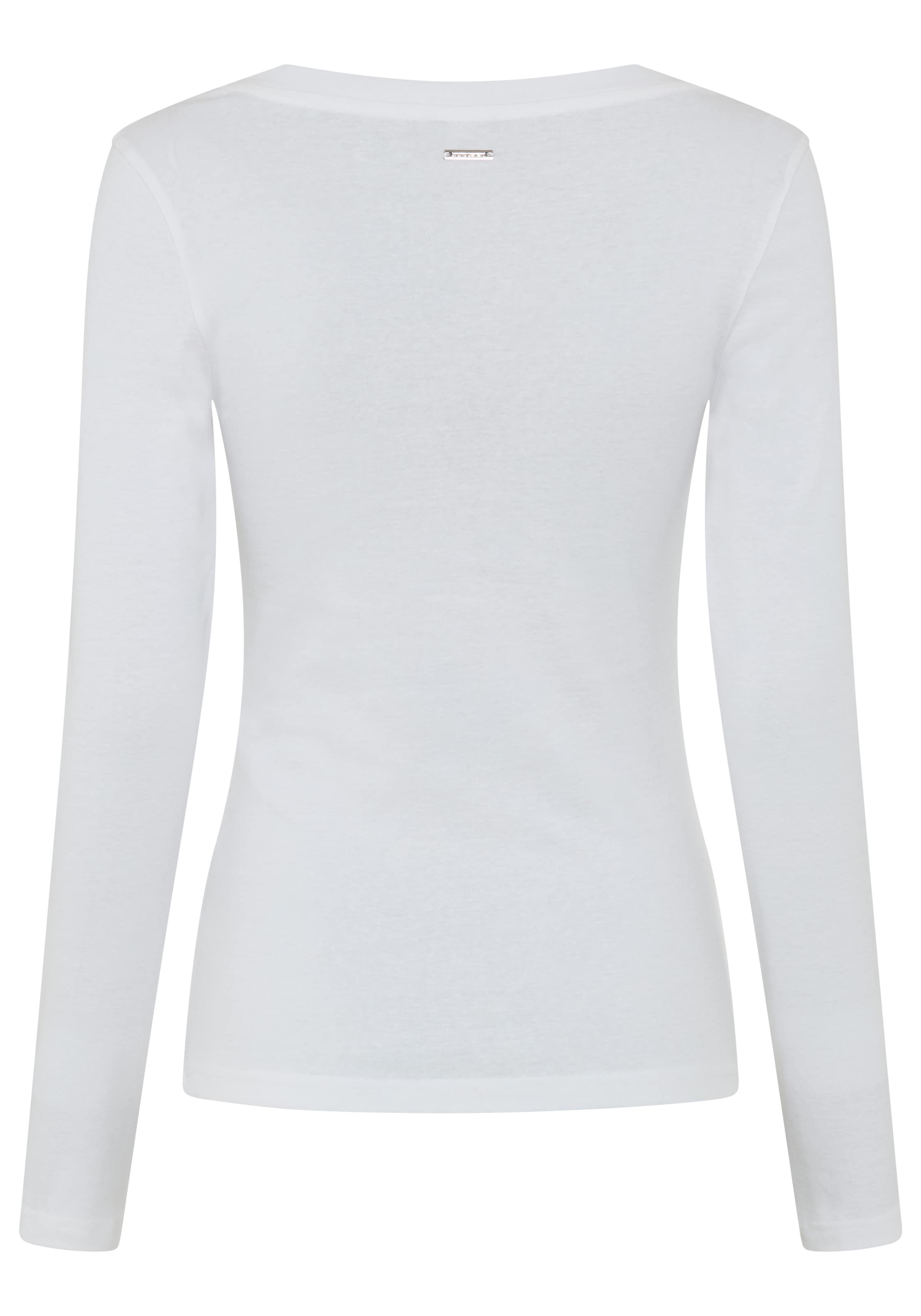 Bruno Banani Longsleeve »mit Knopf-Details« V-Ausschnitt, Langarm, figurbetonte Passform aus Rippware