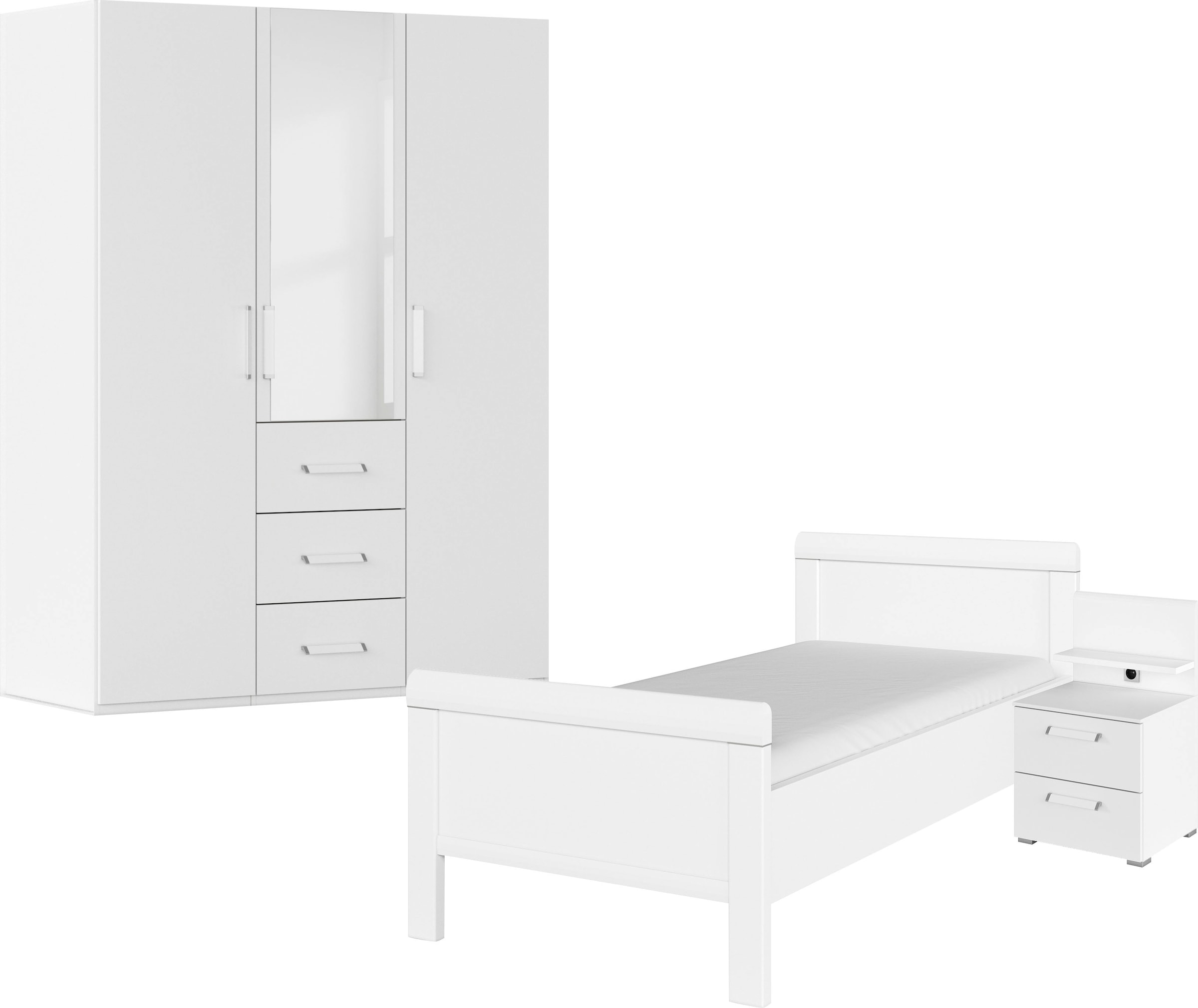 Rauch Schlafzimmer-Set »Komplettschlafzimmer Schlafzimmer EVELYN« Set, 3 Stk. tlg. Schrank und Bett in 2 Breiten, Nachttisch mit Paneel MADE IN...