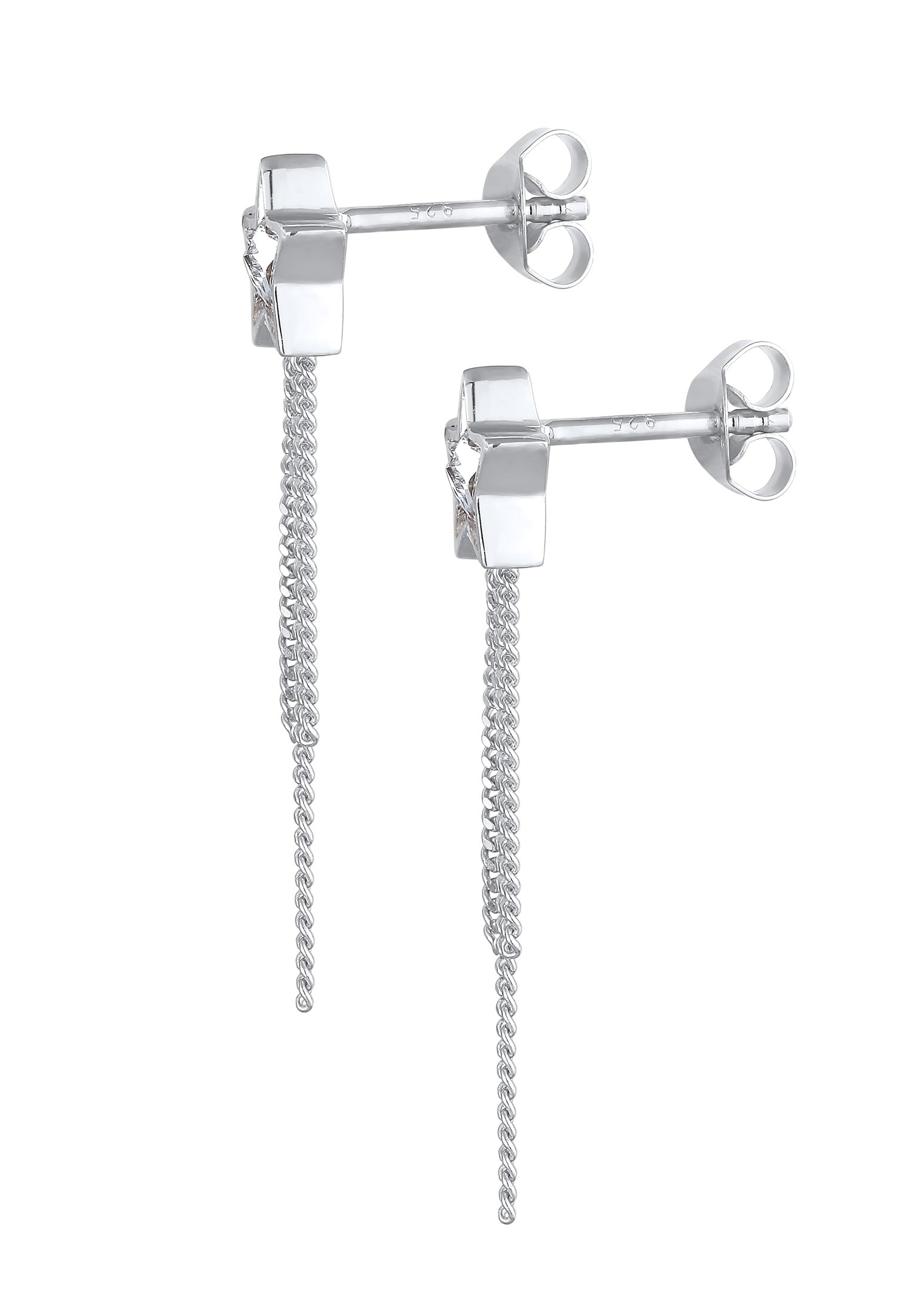 Elli Paar Ohrstecker »Ohrringe Kristall Stern Ketten Look Glamourös 925 Silber«