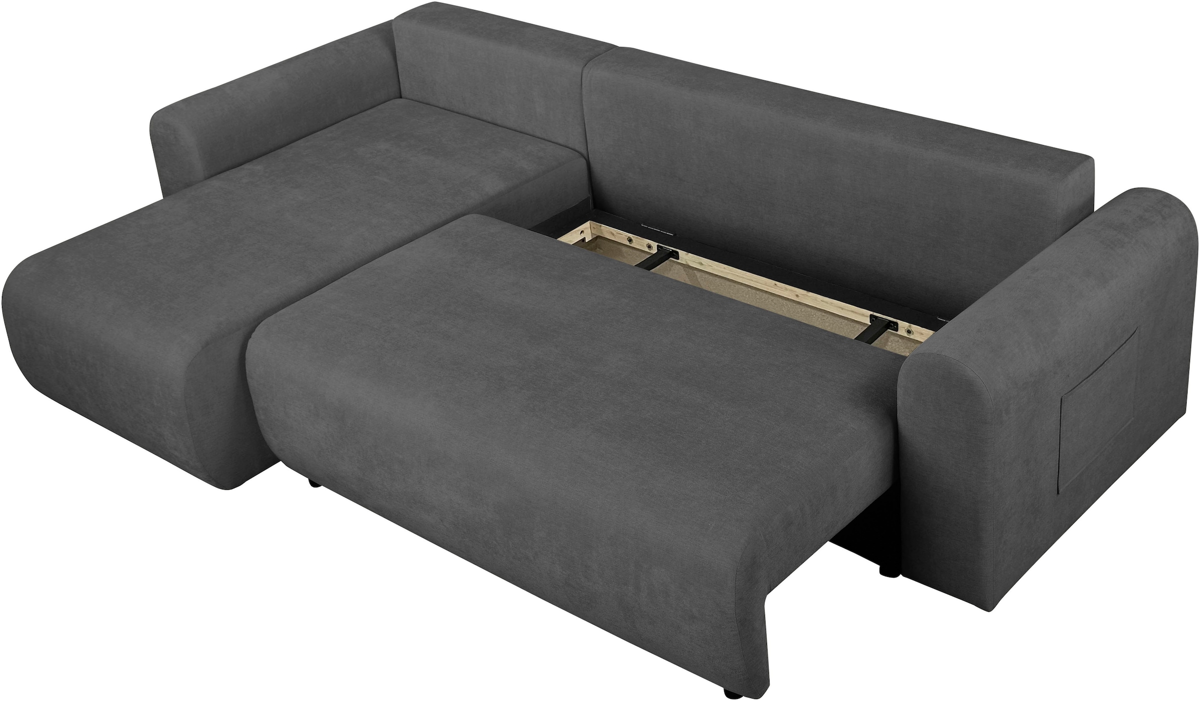 OTTO home Ecksofa »JONAA, 241cm, L-Form, Schlafsofa, Boxspringfederung, Cord u. Struktur« 133/200cm, Recamiere links/rechts, Bettkasten, Cord u. Struktur