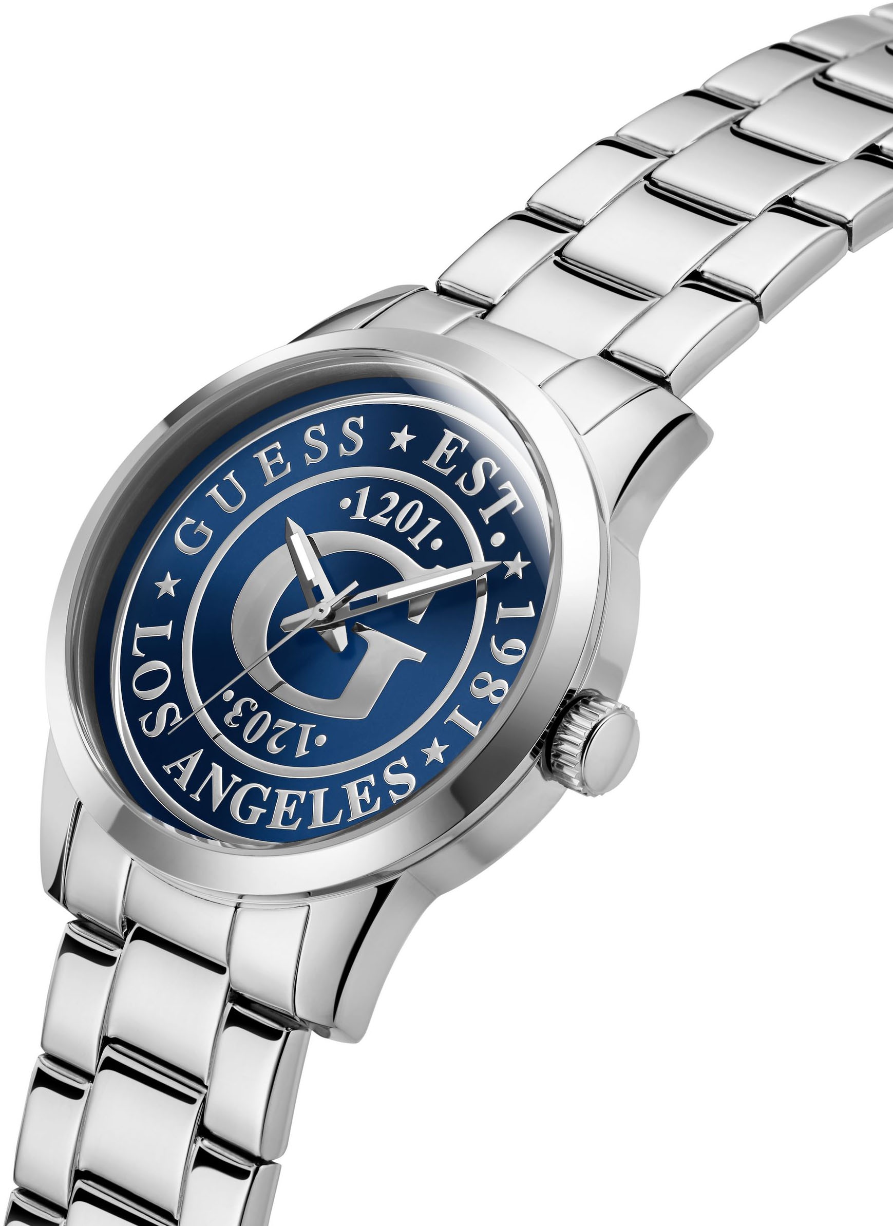 Guess Quarzuhr »COLLEGIATE G« Armbanduhr, Herrenuhr, Edelstahlarmband