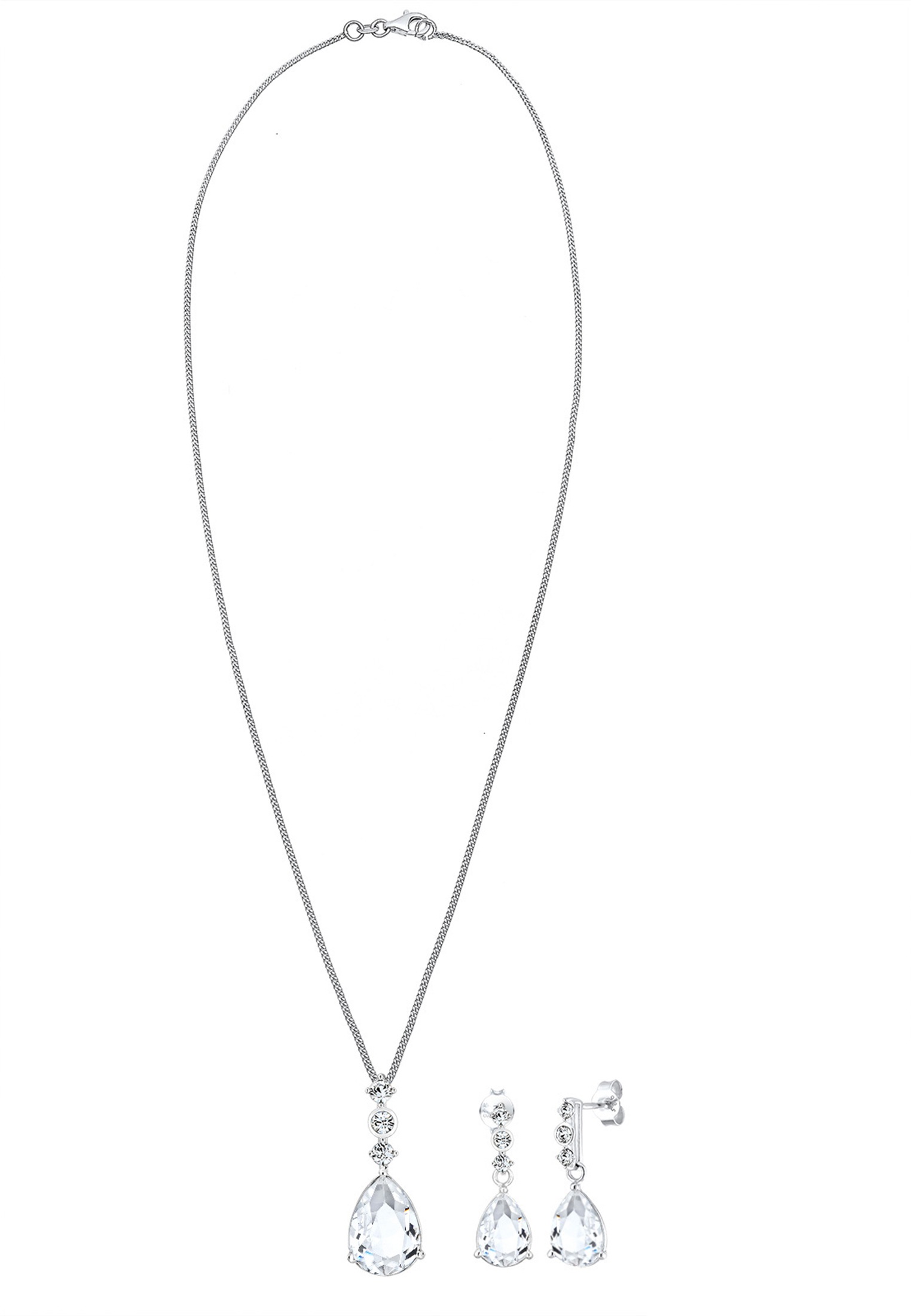 Elli Premium Ohrring und Ketten Set »Schmuckset Set Tropfen Kristalle 925 Silber«
