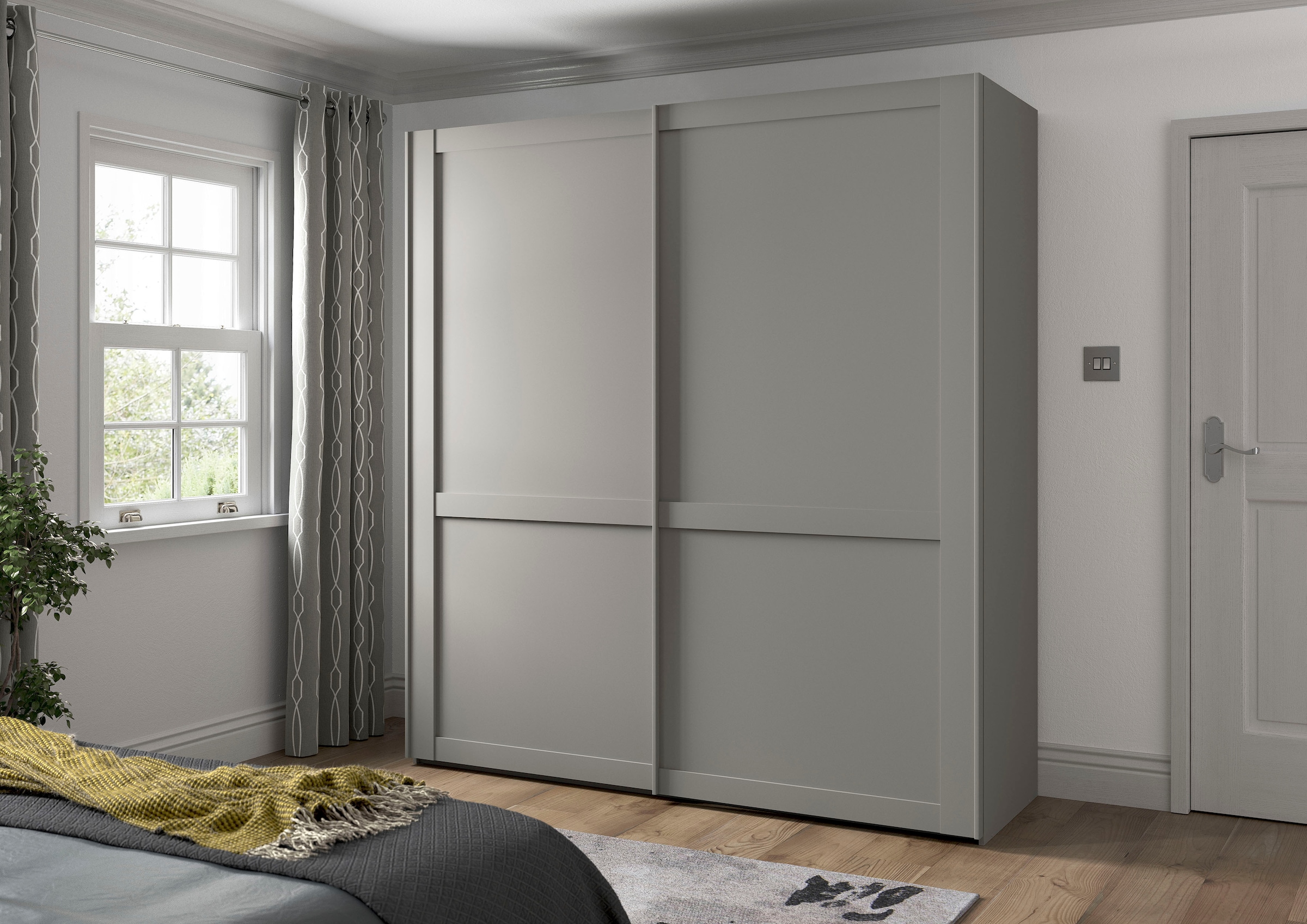 WIEMANN Schwebetürenschrank »Göteborg« Querriegel und Griffleisten im Korpusfarbton