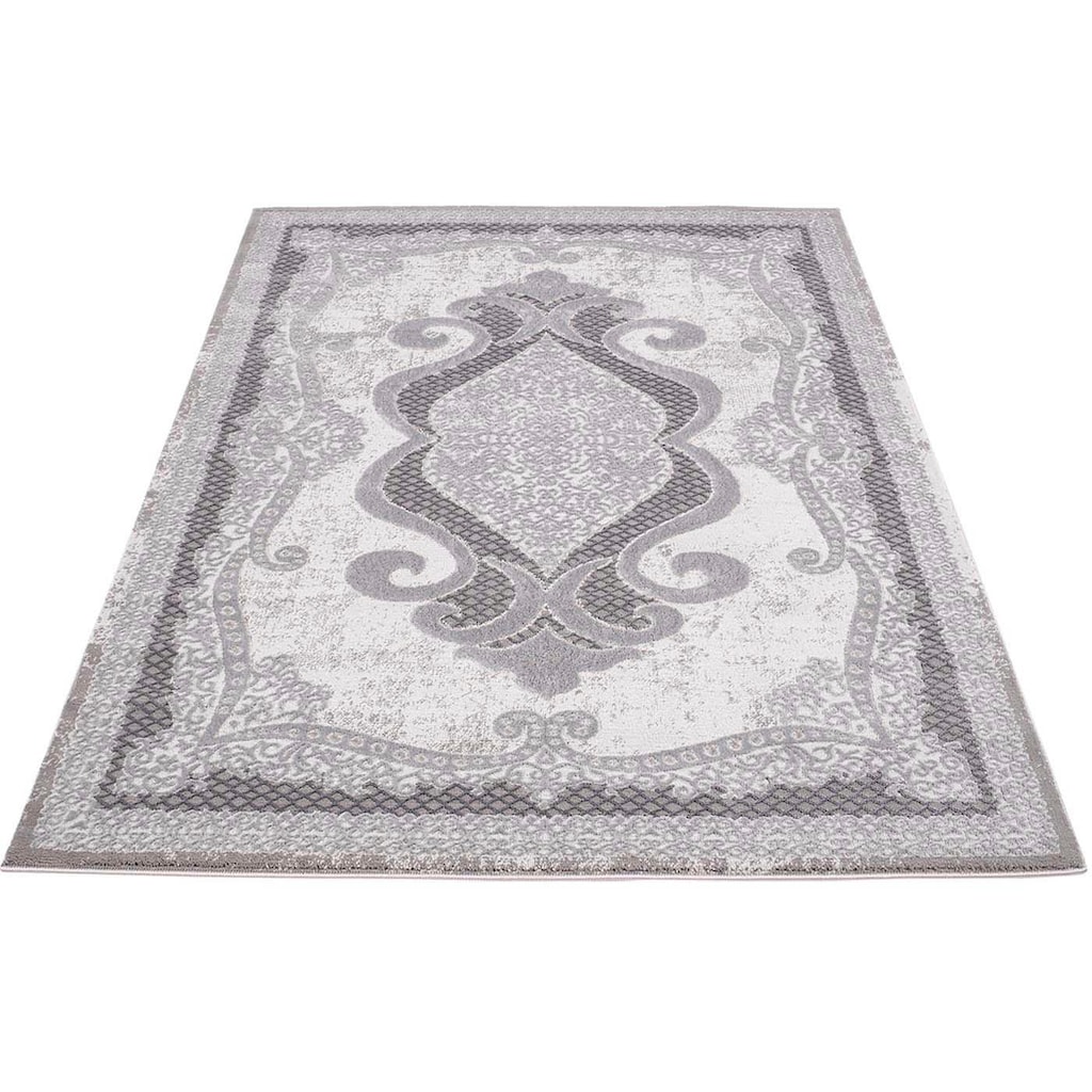 Carpet City Teppich »Platin 7741«, rechteckig, Kurzflor, Ornamente, Glänzend durch Polyester