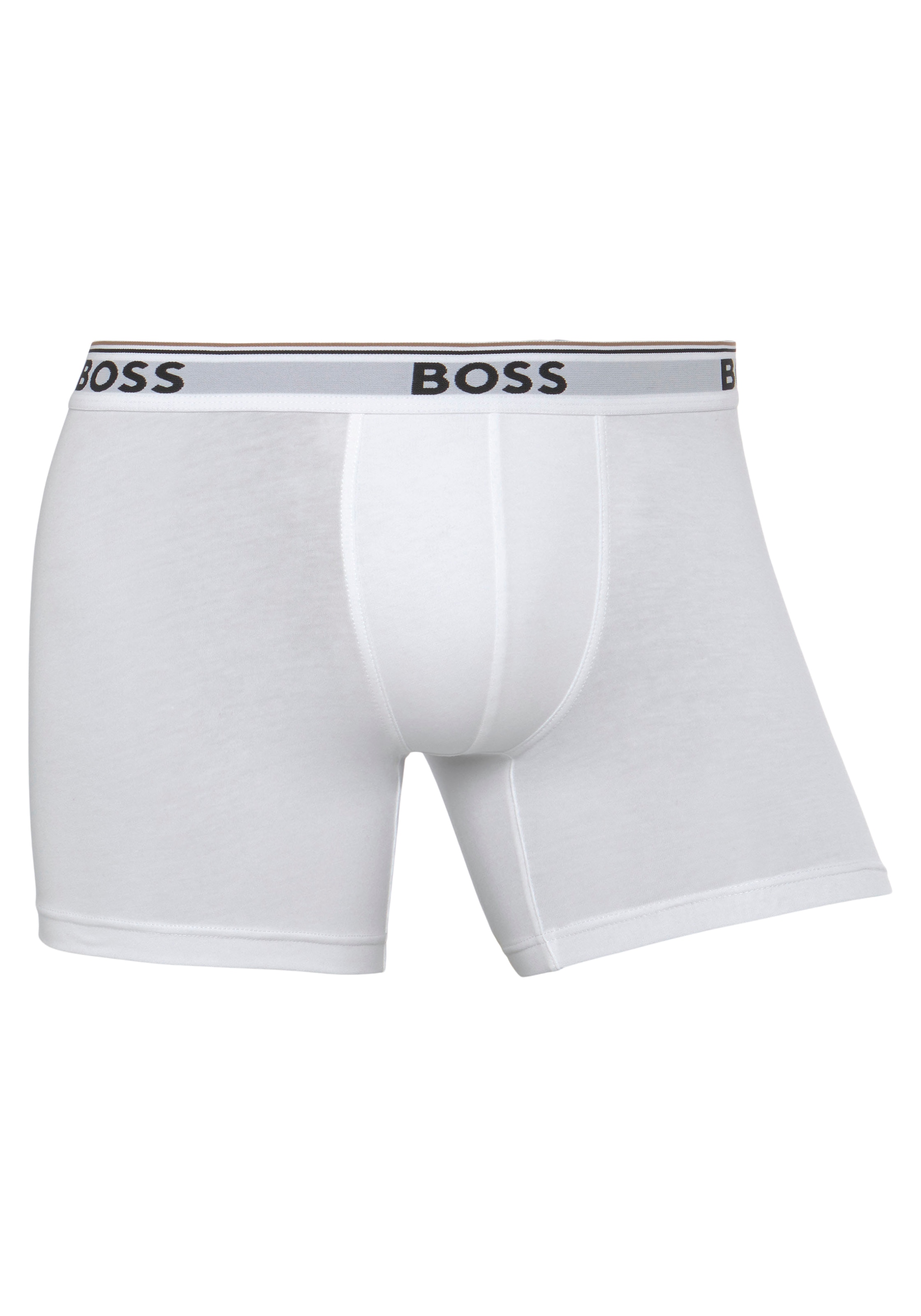 BOSS Langer Boxer »Boxer Brief 3P«, (Packung, 3er-Pack), mit farblich passendem Webbund