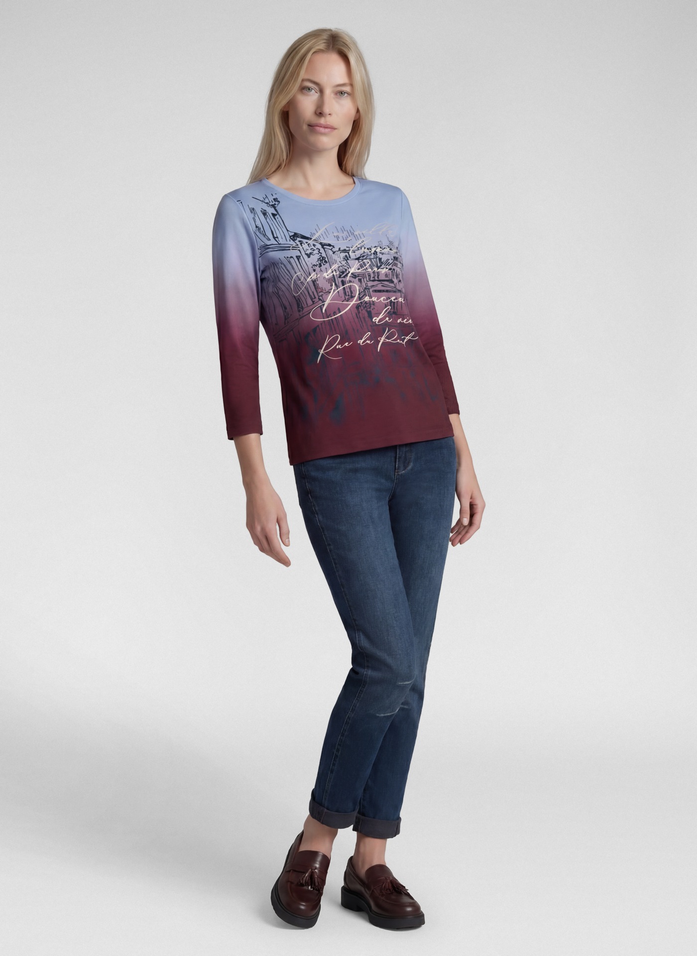 Rabe 3/4-Arm-Shirt mit Farbverlauf und Prints