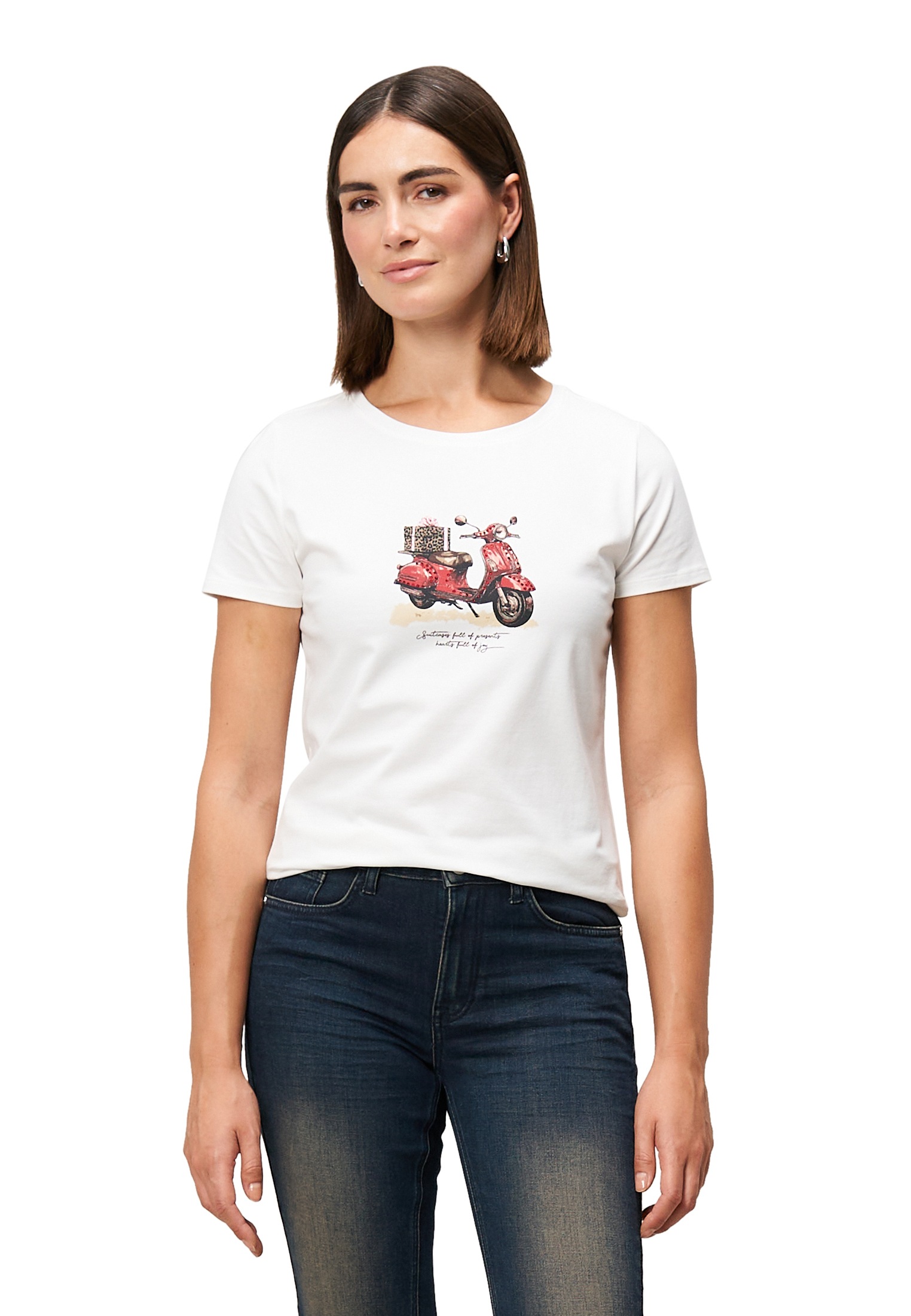 Zero Kurzarmshirt »Shirt mit Glitzersteinchen«