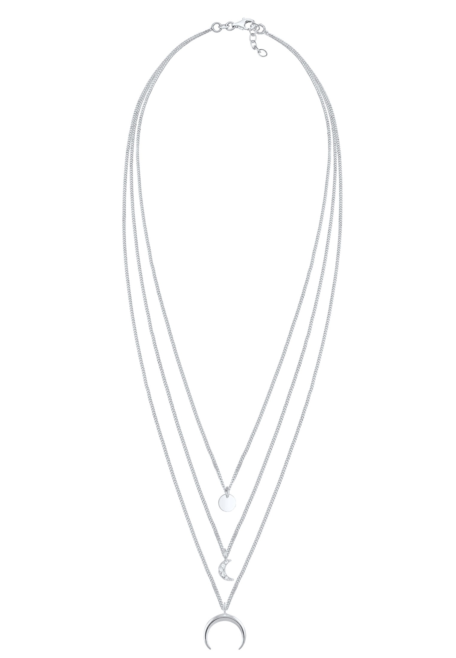 Elli Silberkette »Halskette Layer Halbmond Kristalle 925 Sterling Silber«
