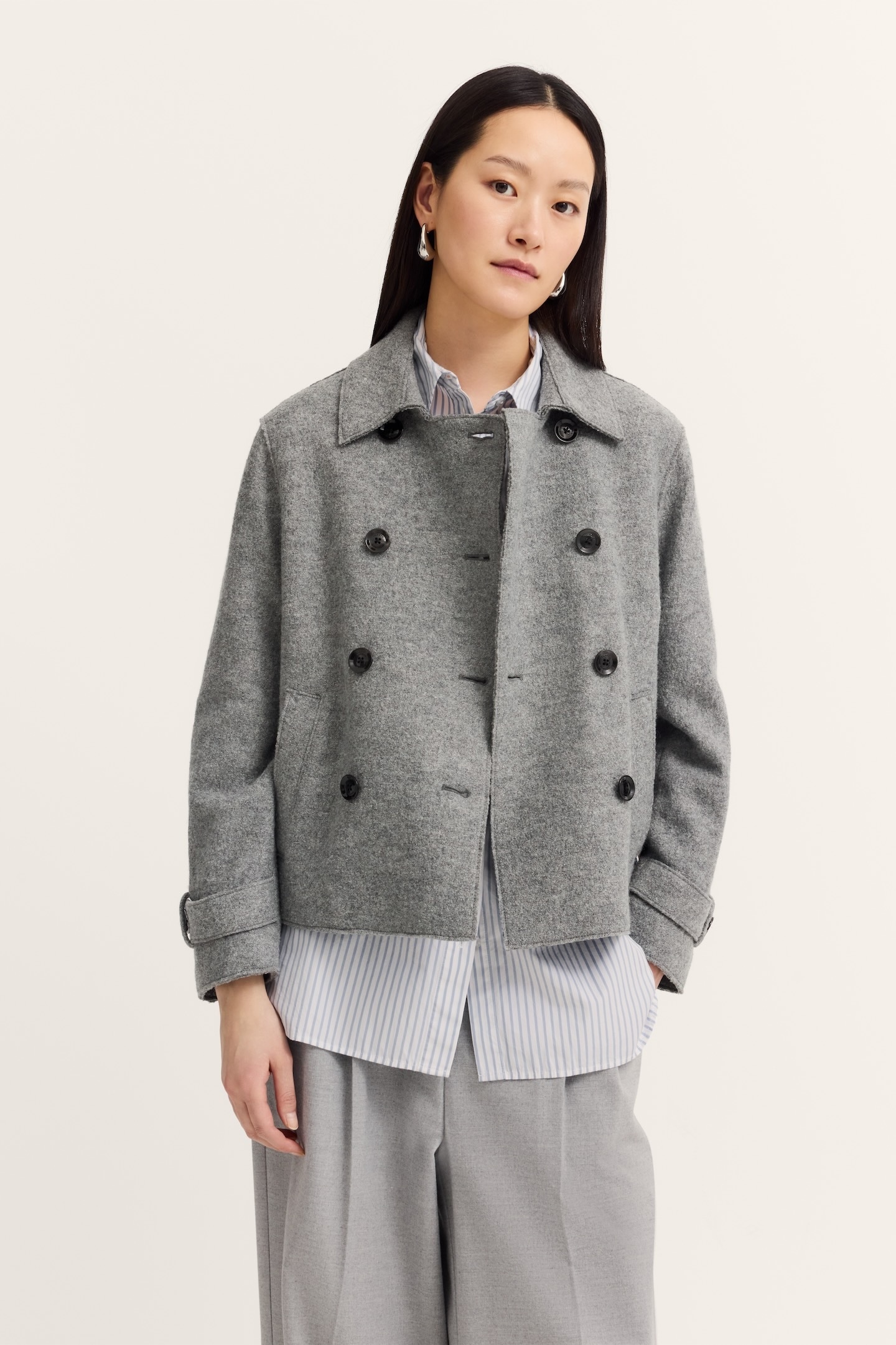 bugatti Wolljacke »Flexcity Stretch« im Loose Fit mit offenkantig gekochter Wolle