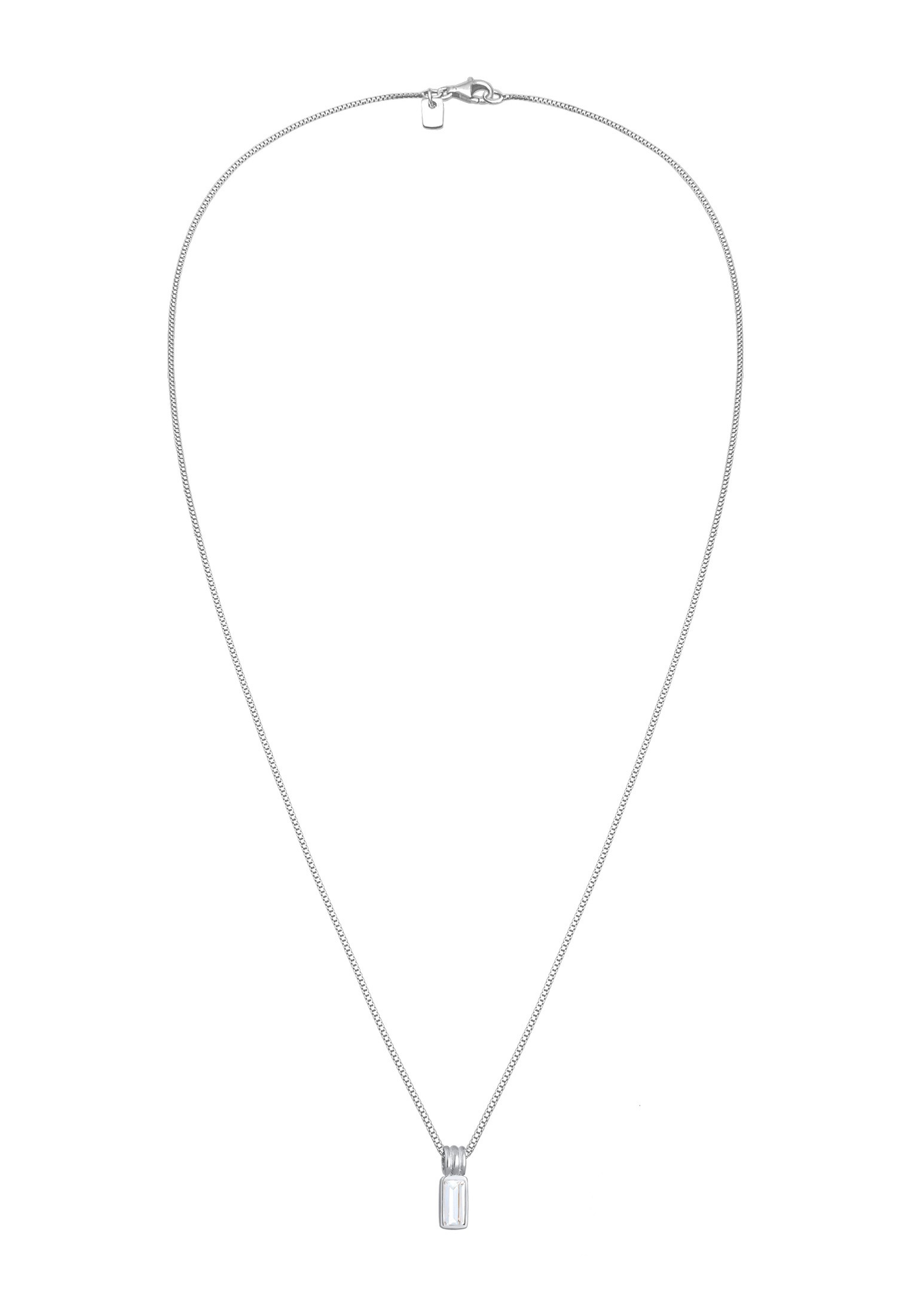 Kuzzoi Kette mit Anhänger »Halskette Topas Rechteck Weiß 925 Sterling Silber«