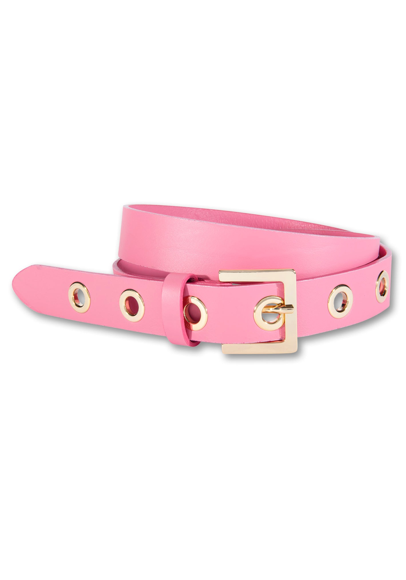 Silbergift Damen Ledergürtel mit Metallösen in pink, Größe 85